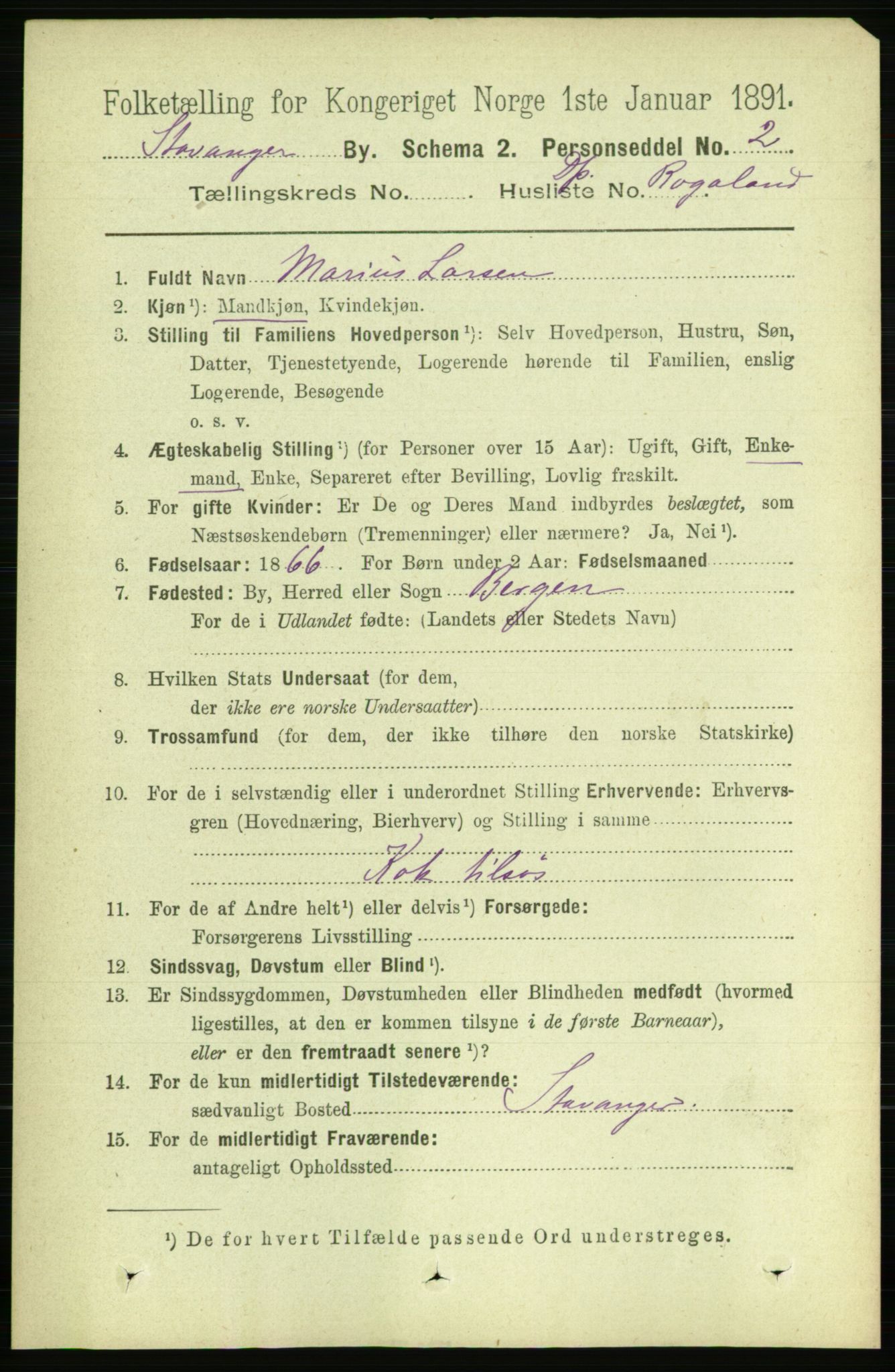 RA, 1891 census for 1103 Stavanger, 1891, p. 29912