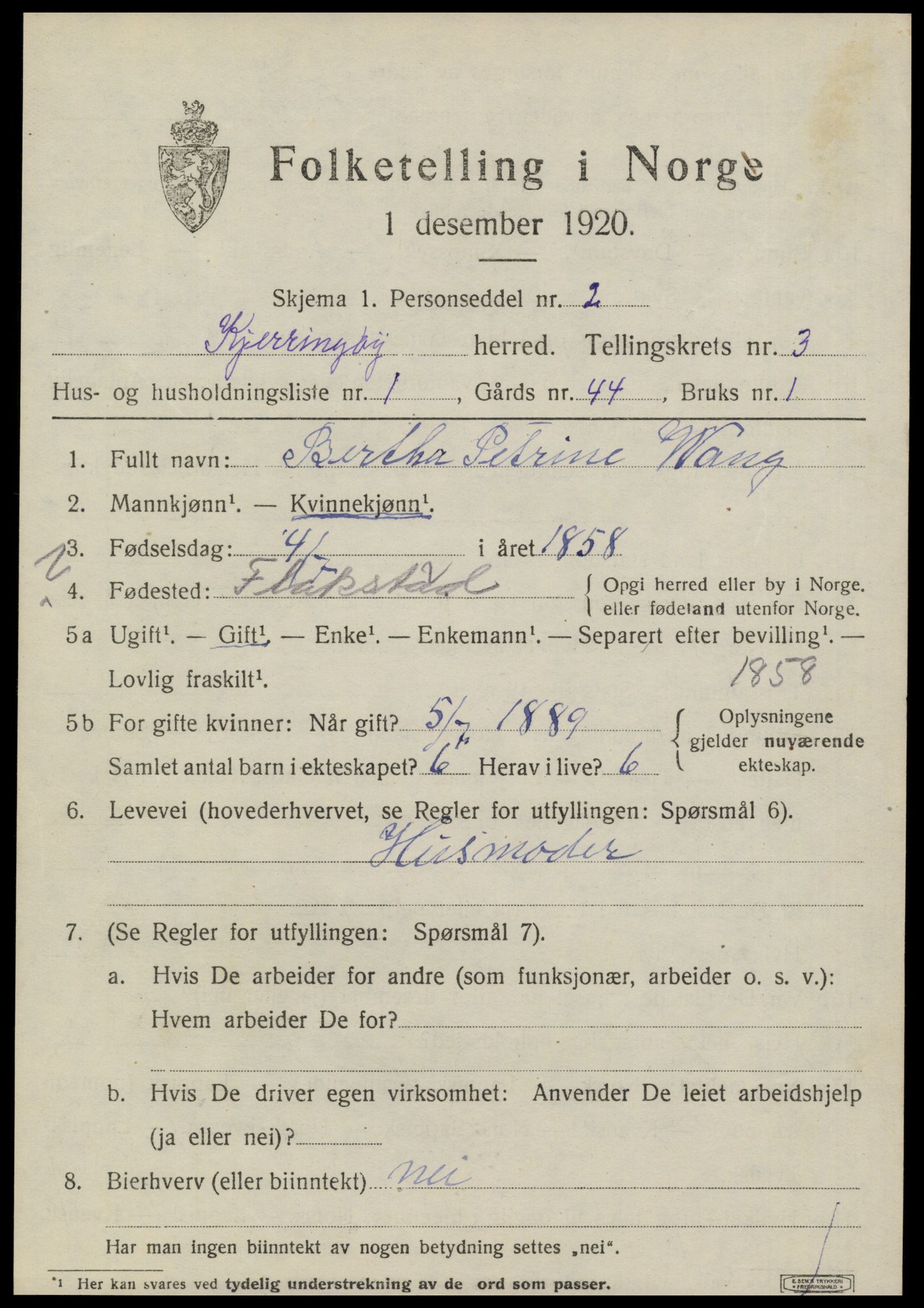 SAT, 1920 census for Kjerringøy, 1920, p. 1271