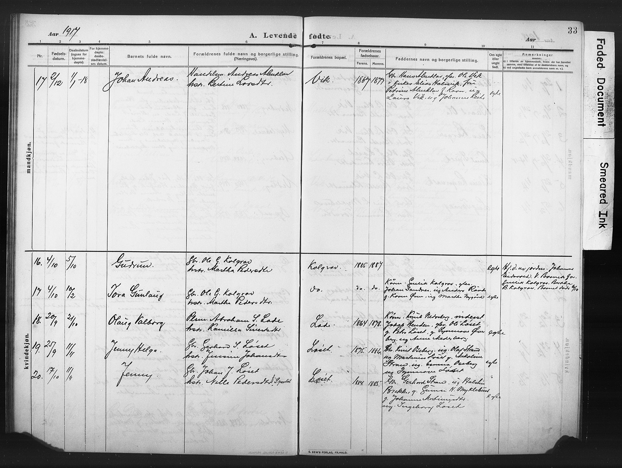 Ministerialprotokoller, klokkerbøker og fødselsregistre - Møre og Romsdal, AV/SAT-A-1454/502/L0028: Parish register (copy) no. 502C02, 1909-1932, p. 33