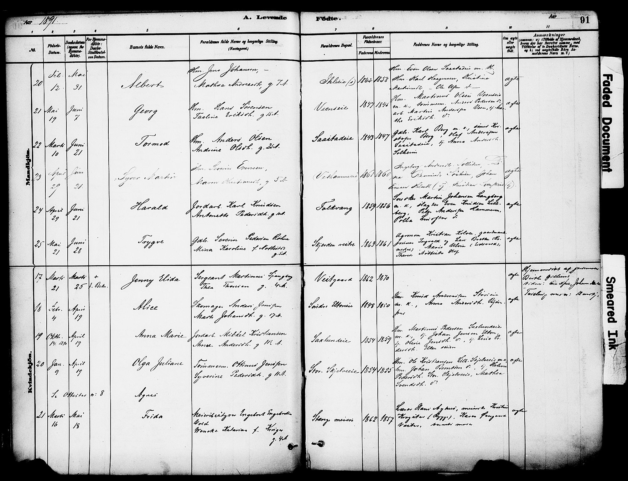 Stange prestekontor, AV/SAH-PREST-002/K/L0017: Parish register (official) no. 17, 1880-1893, p. 91