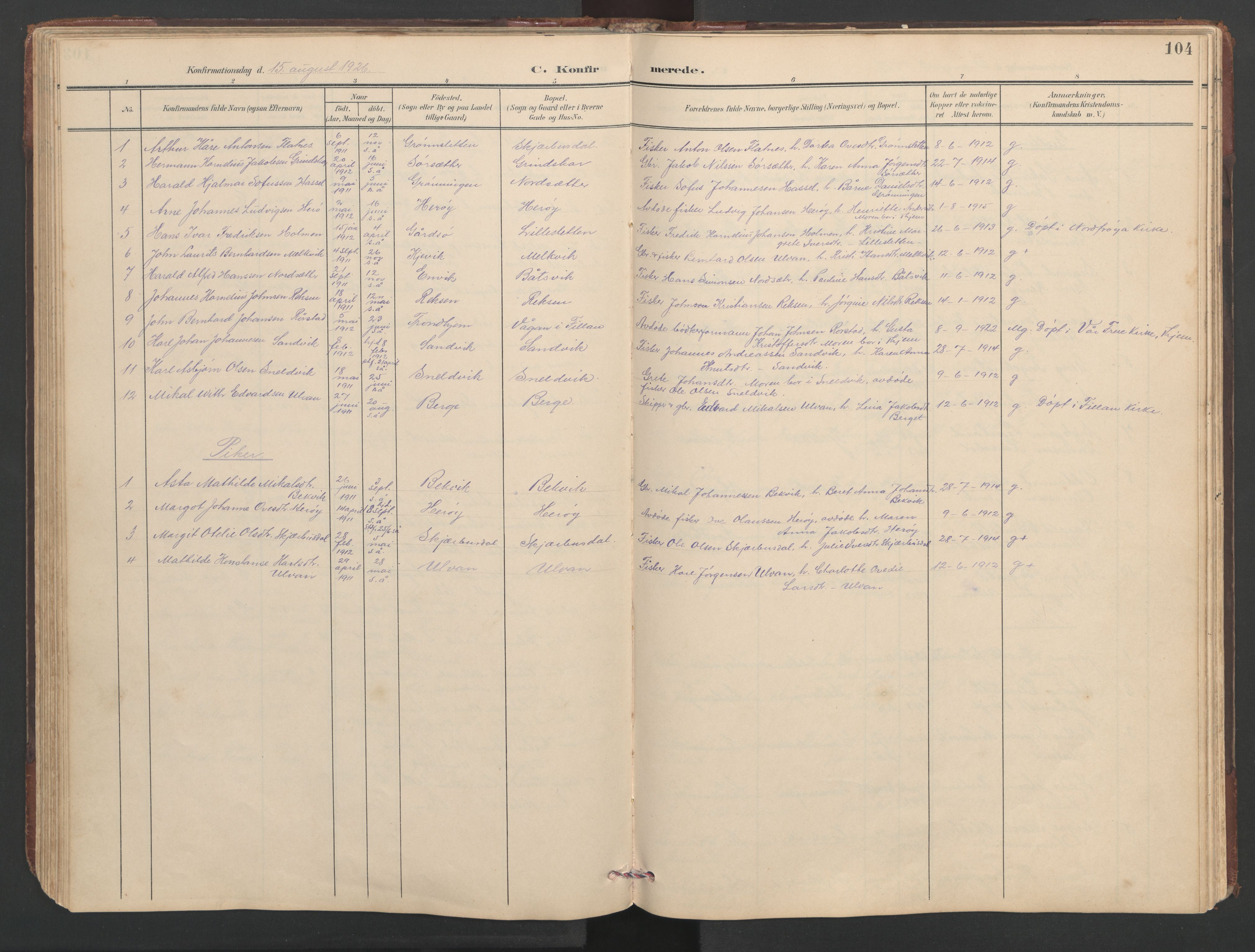 Ministerialprotokoller, klokkerbøker og fødselsregistre - Sør-Trøndelag, SAT/A-1456/638/L0571: Parish register (copy) no. 638C03, 1901-1930, p. 104