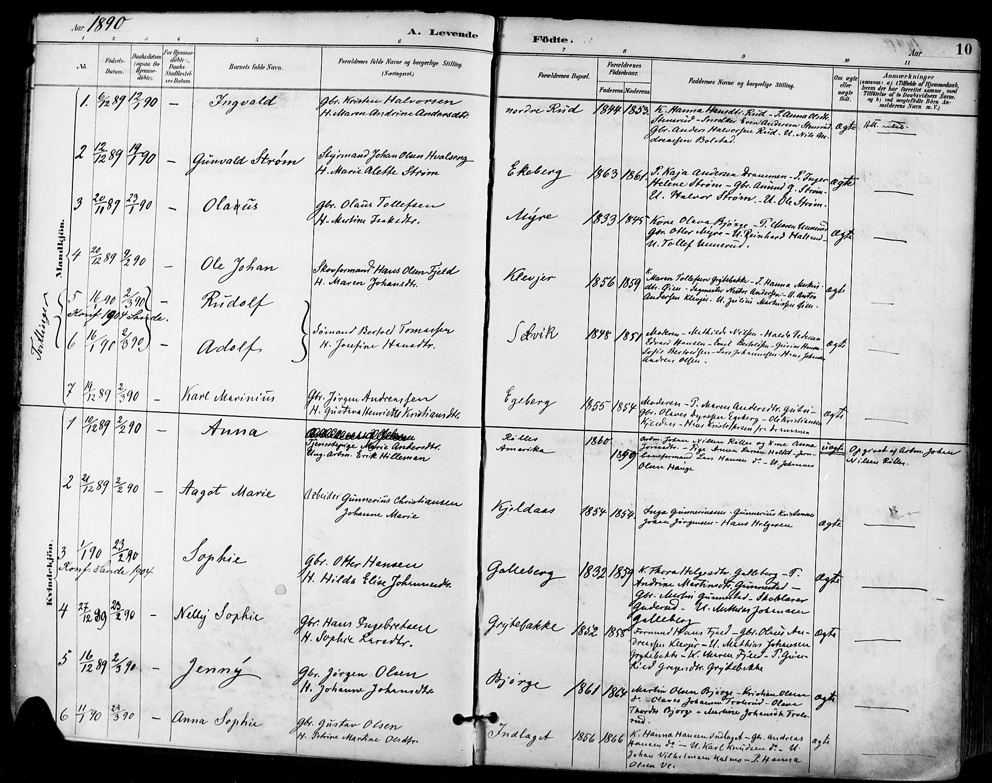 Sande Kirkebøker, SAKO/A-53/F/Fa/L0007: Parish register (official) no. 7, 1888-1903, p. 10