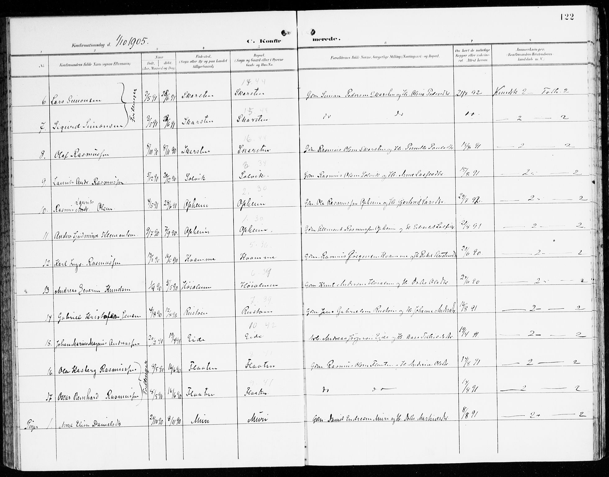 Innvik sokneprestembete, AV/SAB-A-80501: Parish register (official) no. C 2, 1900-1920, p. 122