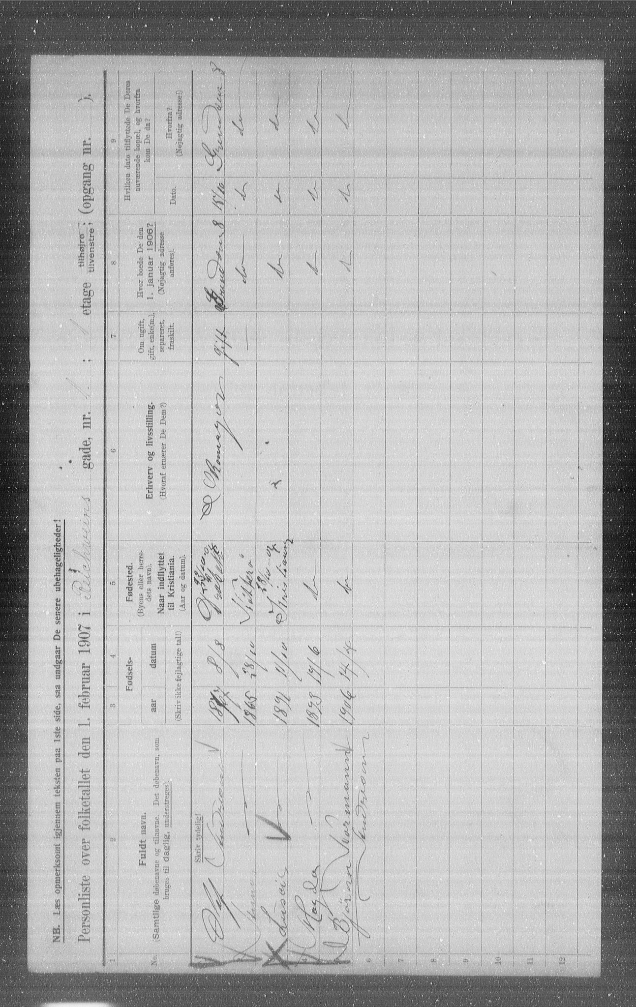 OBA, Municipal Census 1907 for Kristiania, 1907, p. 42168