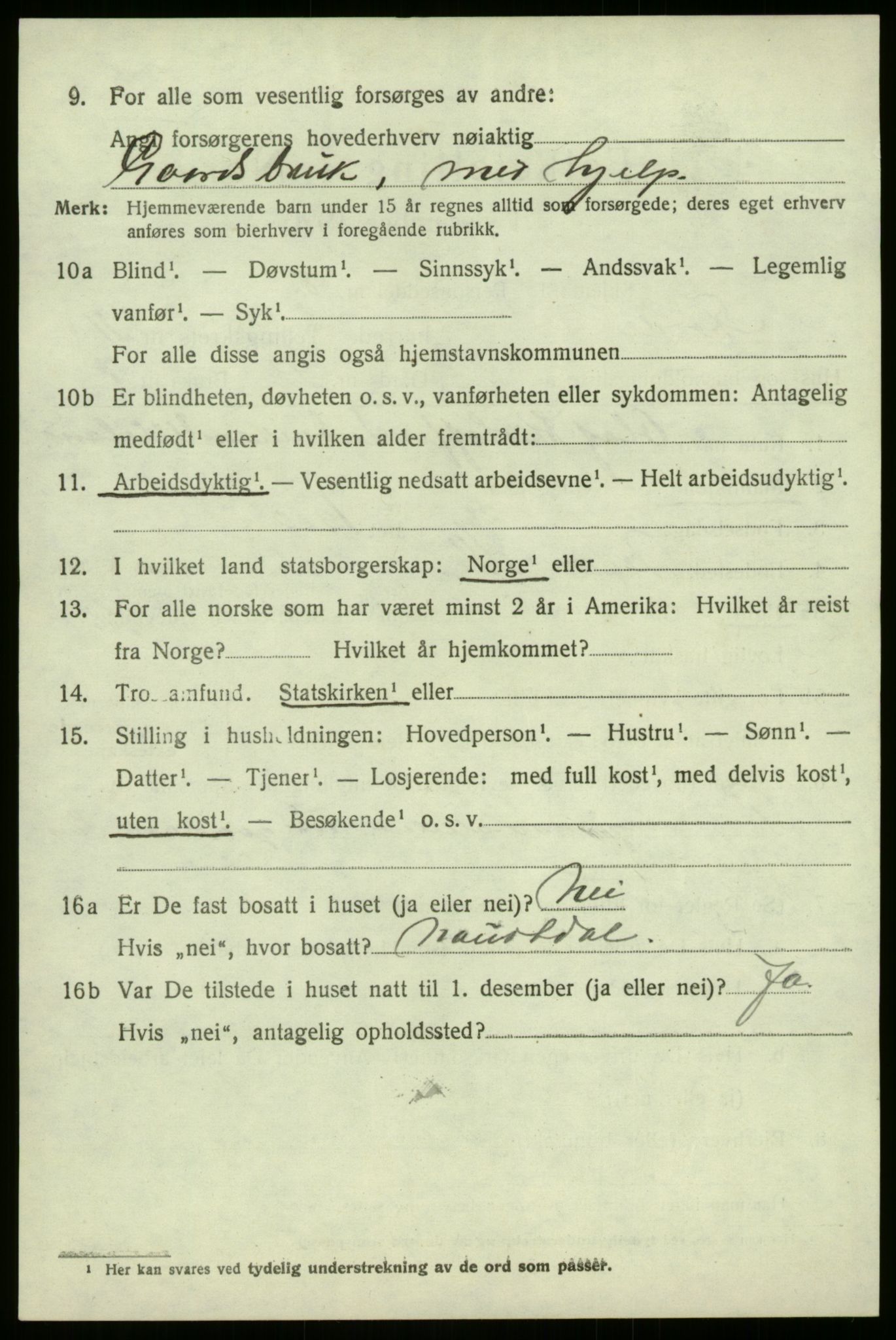 SAB, 1920 census for Førde, 1920, p. 4261