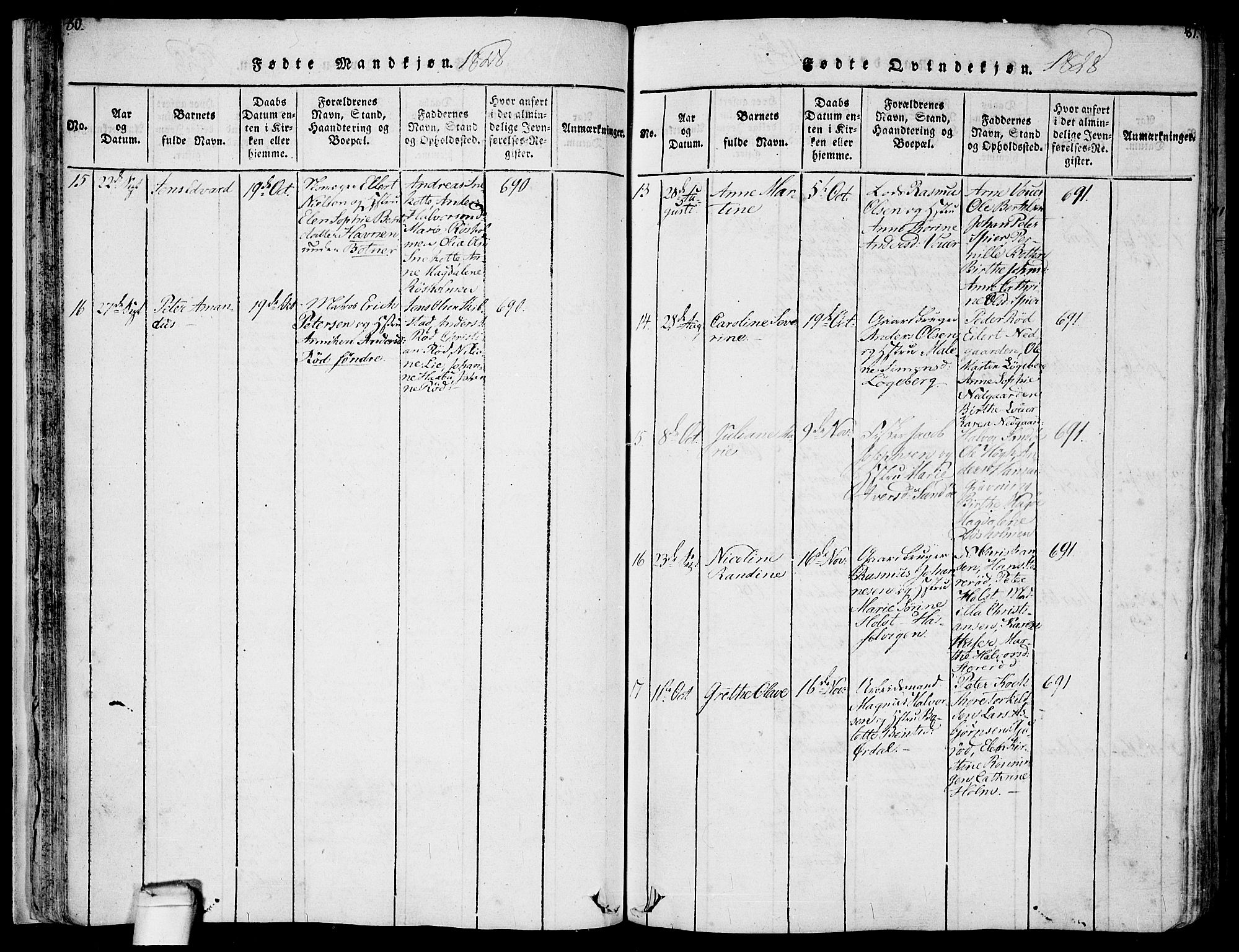 Hvaler prestekontor Kirkebøker, SAO/A-2001/F/Fa/L0005: Parish register (official) no. I 5, 1816-1845, p. 80-81