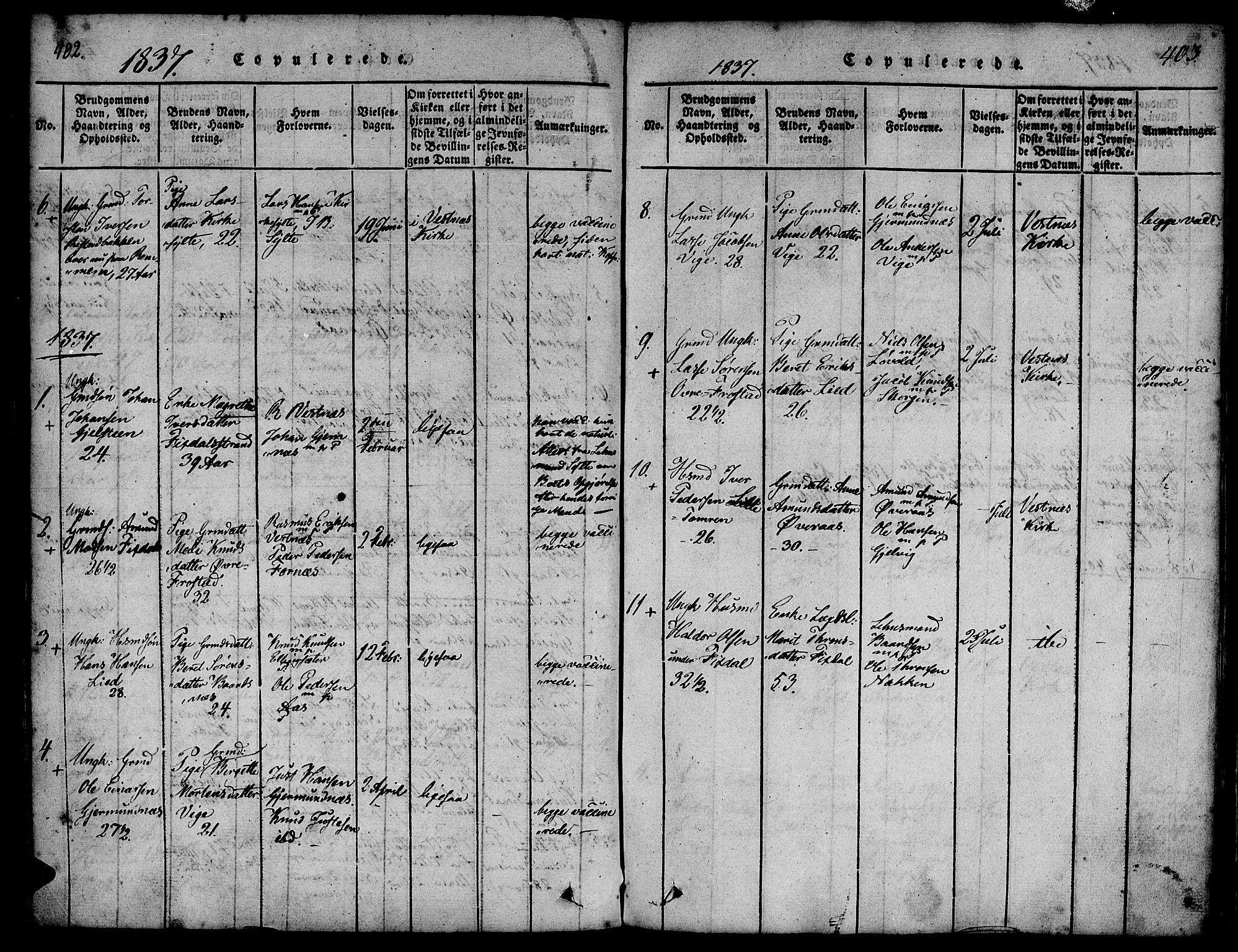 Ministerialprotokoller, klokkerbøker og fødselsregistre - Møre og Romsdal, SAT/A-1454/539/L0528: Parish register (official) no. 539A01, 1818-1847, p. 402-403