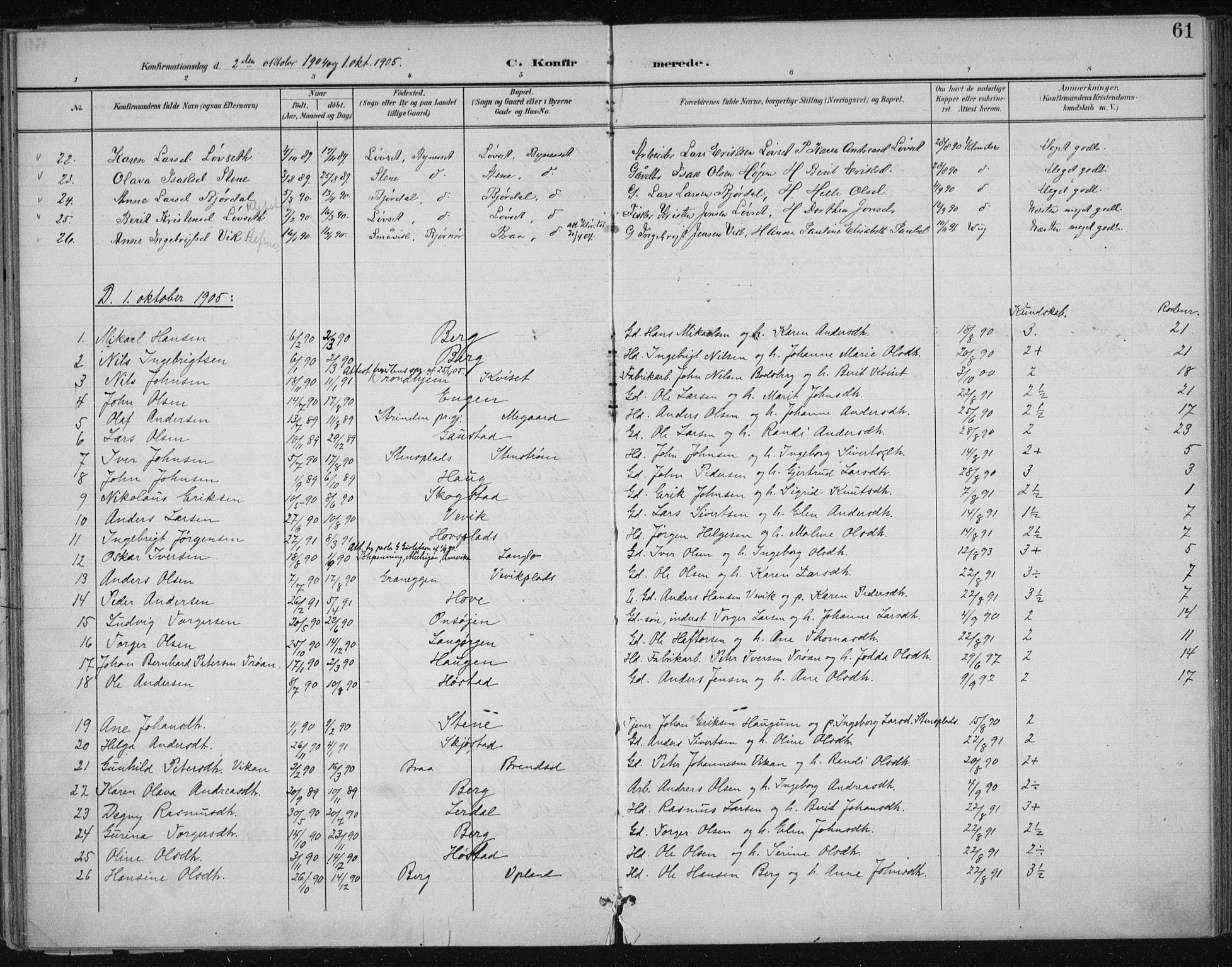 Ministerialprotokoller, klokkerbøker og fødselsregistre - Sør-Trøndelag, SAT/A-1456/612/L0380: Parish register (official) no. 612A12, 1898-1907, p. 61