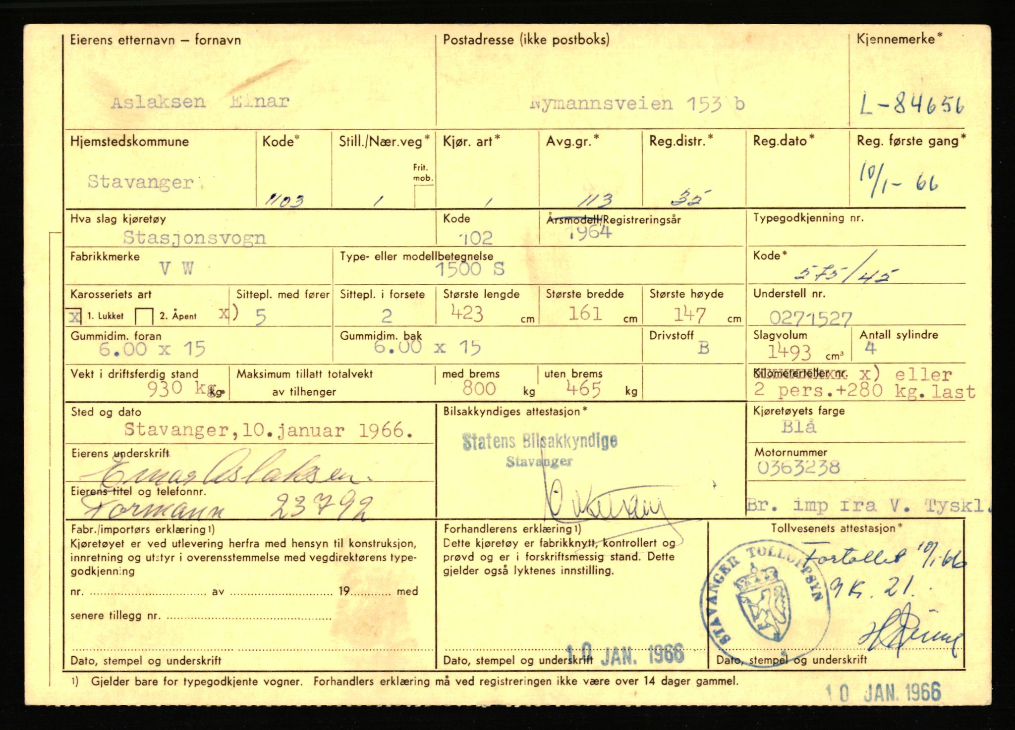 Stavanger trafikkstasjon, AV/SAST-A-101942/0/F/L0073: L-84100 - L-86499, 1930-1971, p. 581