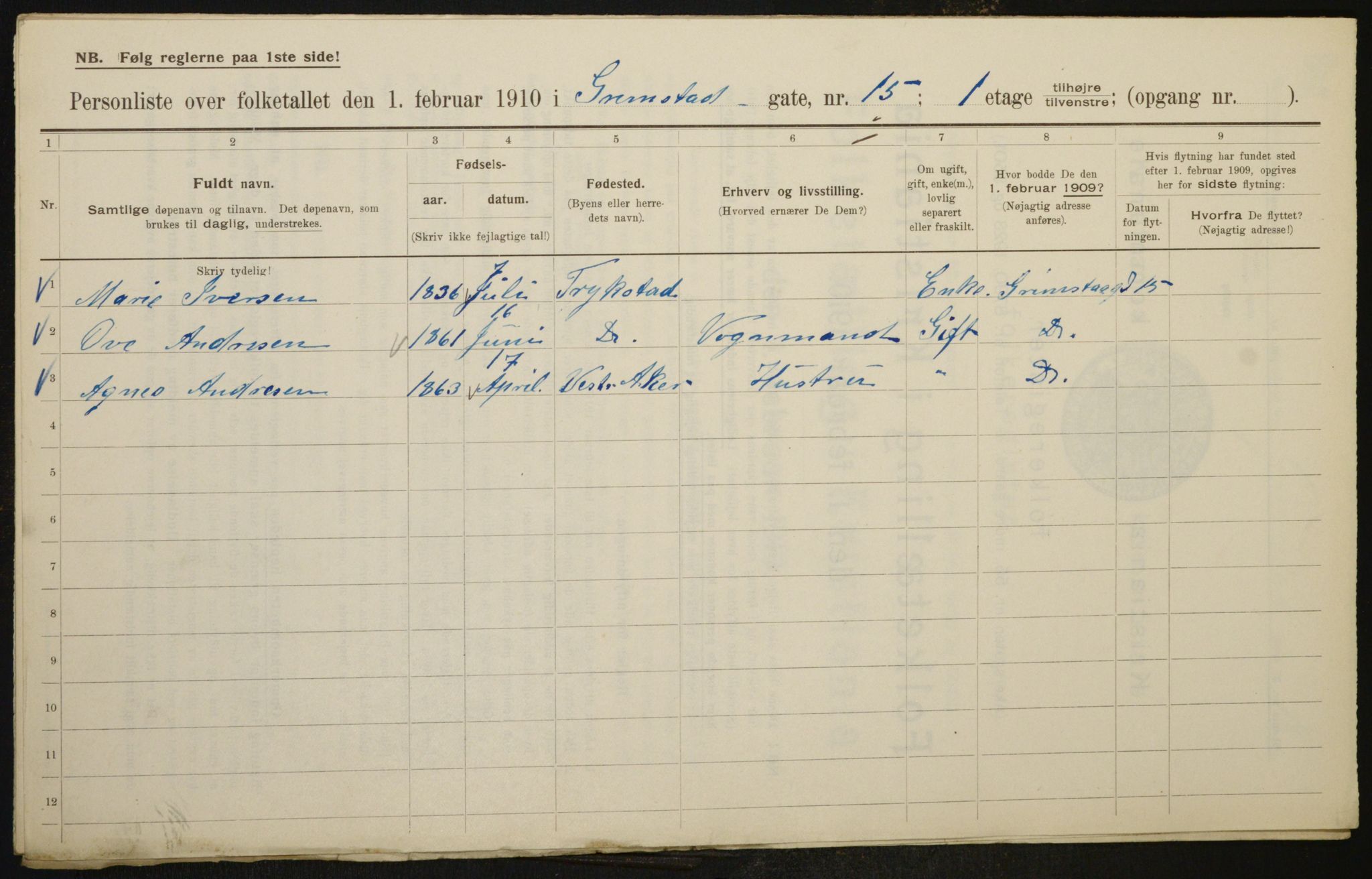 OBA, Municipal Census 1910 for Kristiania, 1910, p. 28495