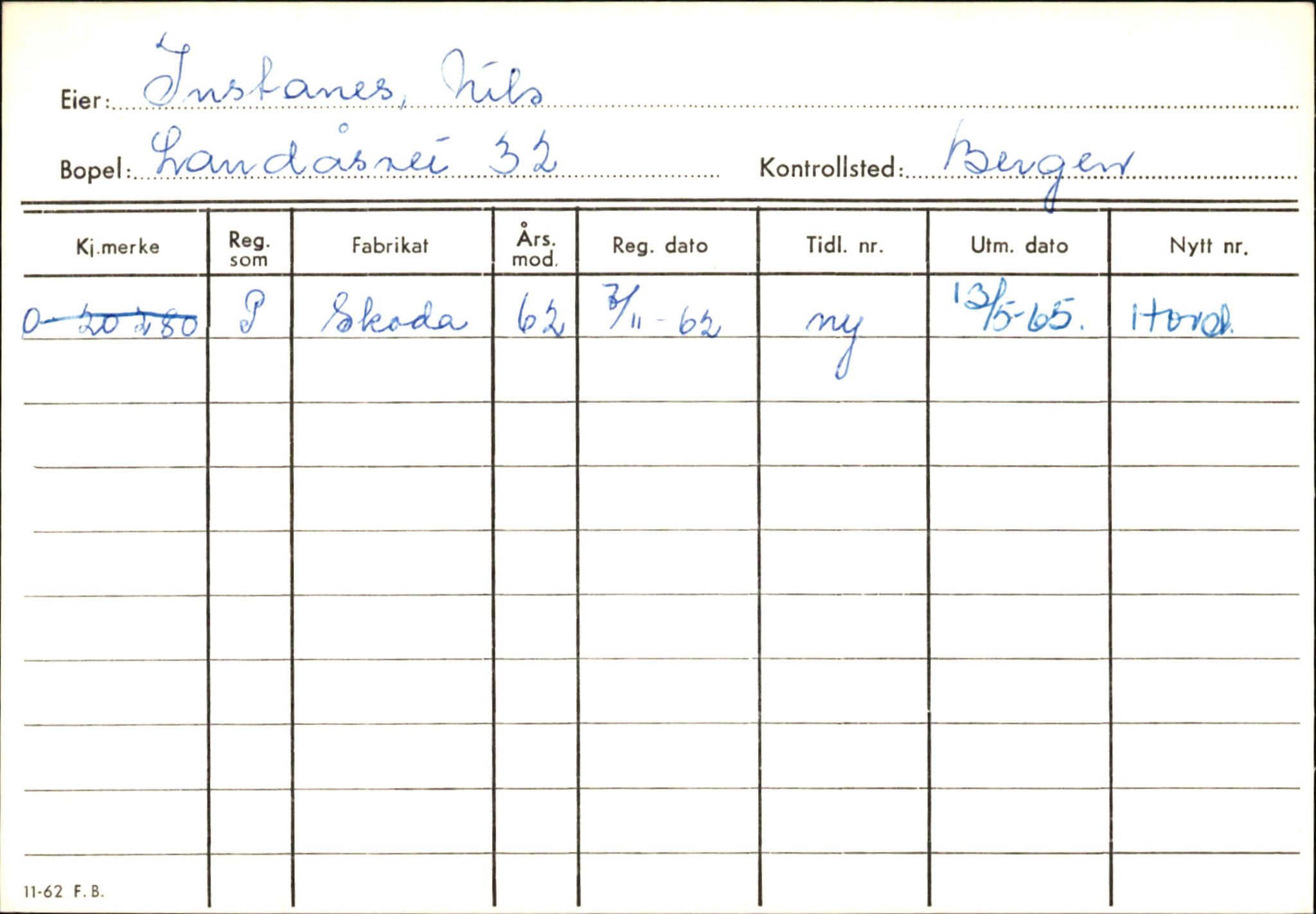 Statens vegvesen, Hordaland vegkontor, AV/SAB-A-5201/2/Hb/L0016: O-eierkort I-J, 1920-1971, p. 6