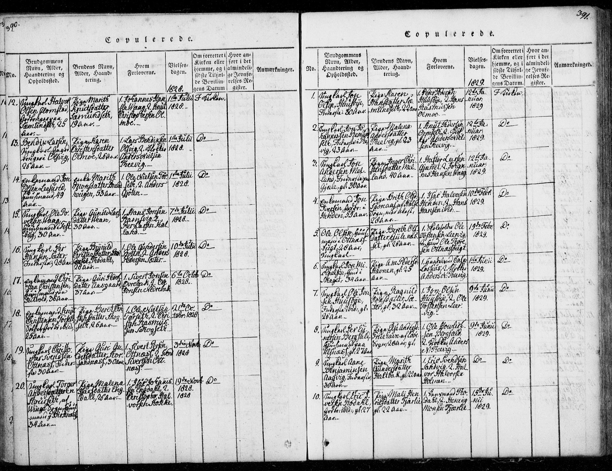 Ministerialprotokoller, klokkerbøker og fødselsregistre - Møre og Romsdal, SAT/A-1454/578/L0903: Parish register (official) no. 578A02, 1819-1838, p. 390-391