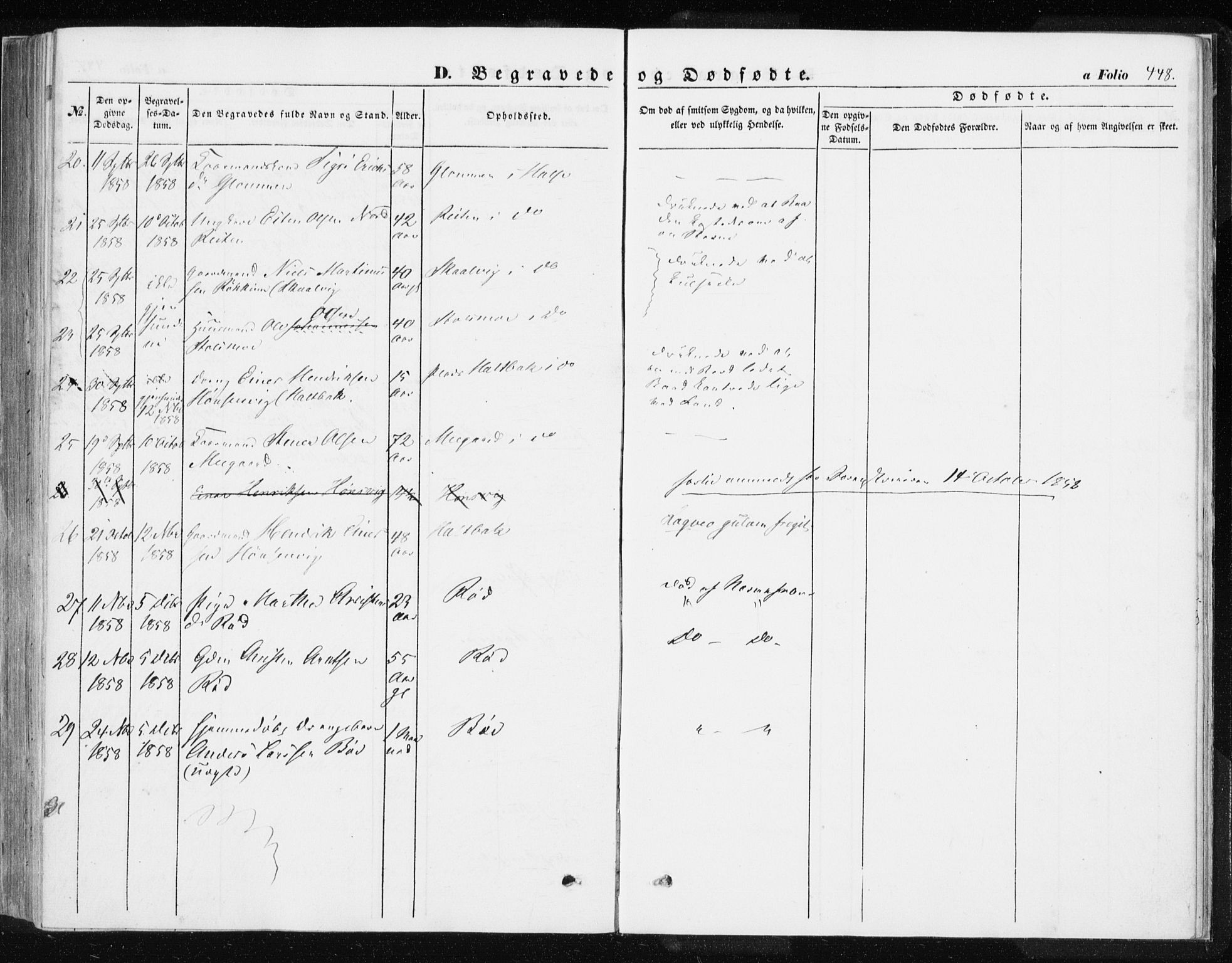Ministerialprotokoller, klokkerbøker og fødselsregistre - Møre og Romsdal, SAT/A-1454/576/L0883: Parish register (official) no. 576A01, 1849-1865, p. 448