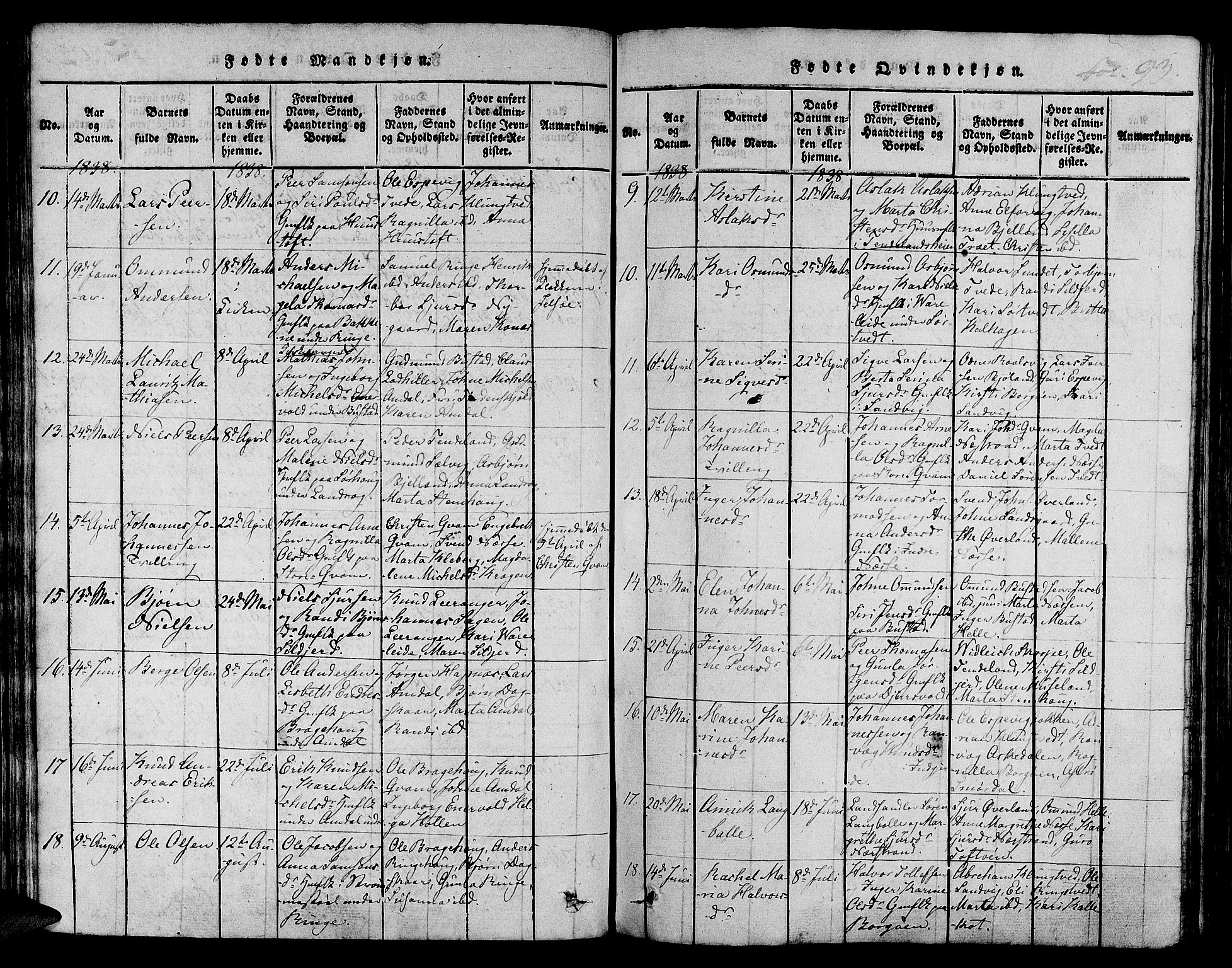 Nedstrand sokneprestkontor, SAST/A-101841/01/IV: Parish register (official) no. A 6, 1816-1838, p. 93