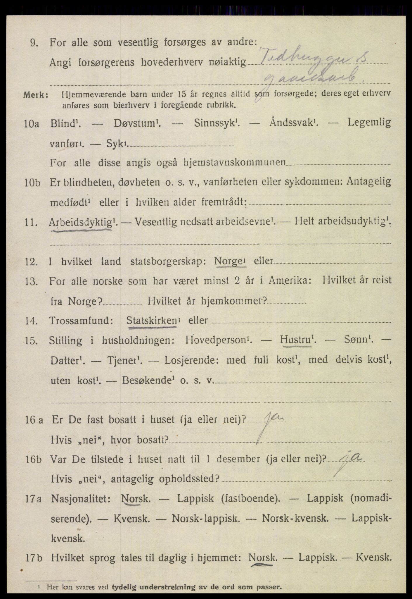 SAT, 1920 census for Klinga, 1920, p. 2082
