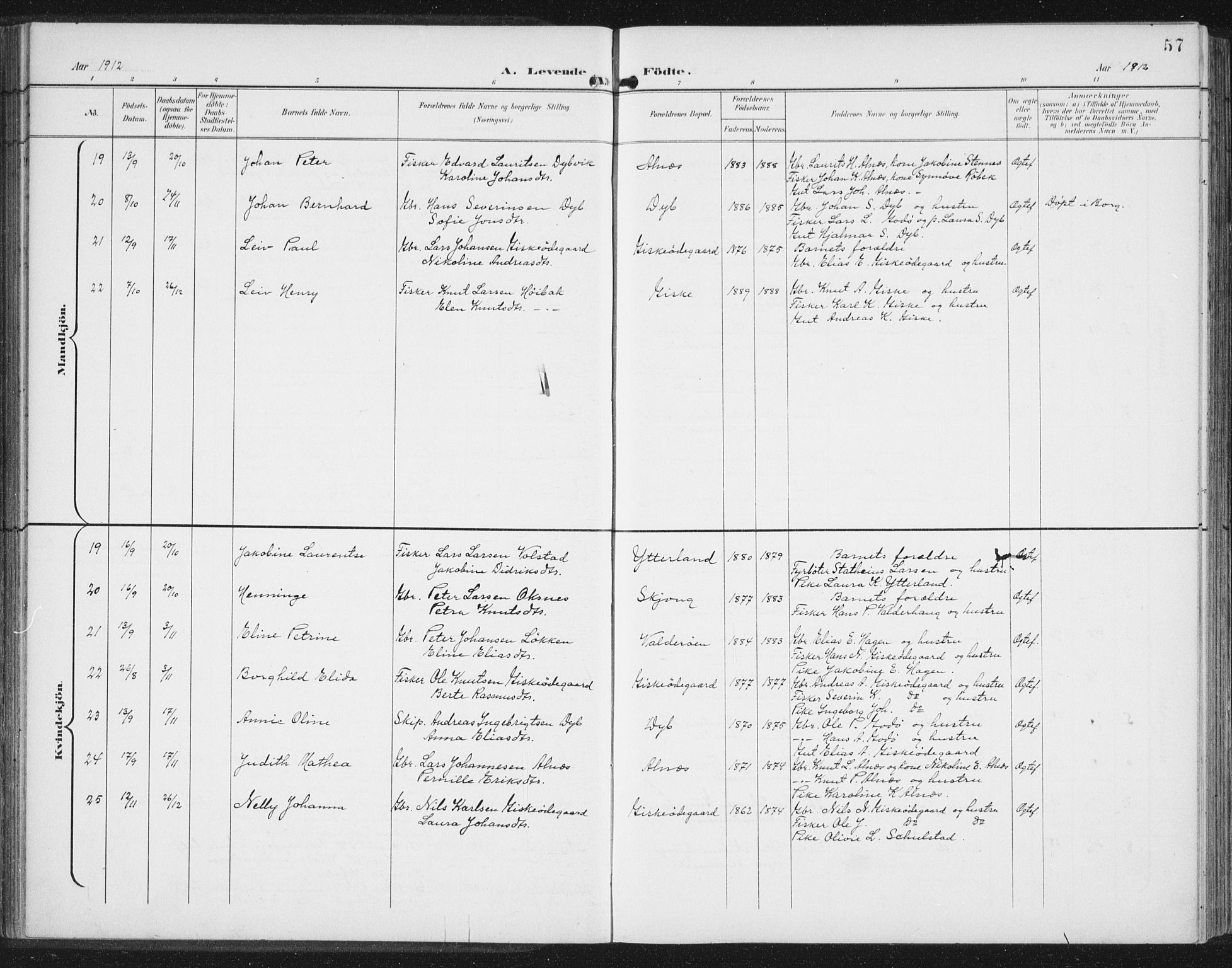 Ministerialprotokoller, klokkerbøker og fødselsregistre - Møre og Romsdal, AV/SAT-A-1454/534/L0489: Parish register (copy) no. 534C01, 1899-1941, p. 57