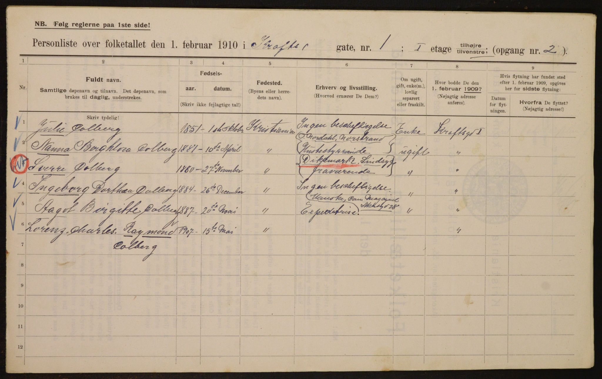 OBA, Municipal Census 1910 for Kristiania, 1910, p. 52321