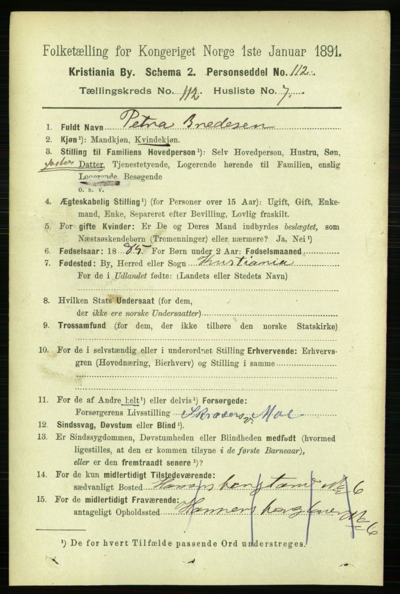 RA, 1891 census for 0301 Kristiania, 1891, p. 59346