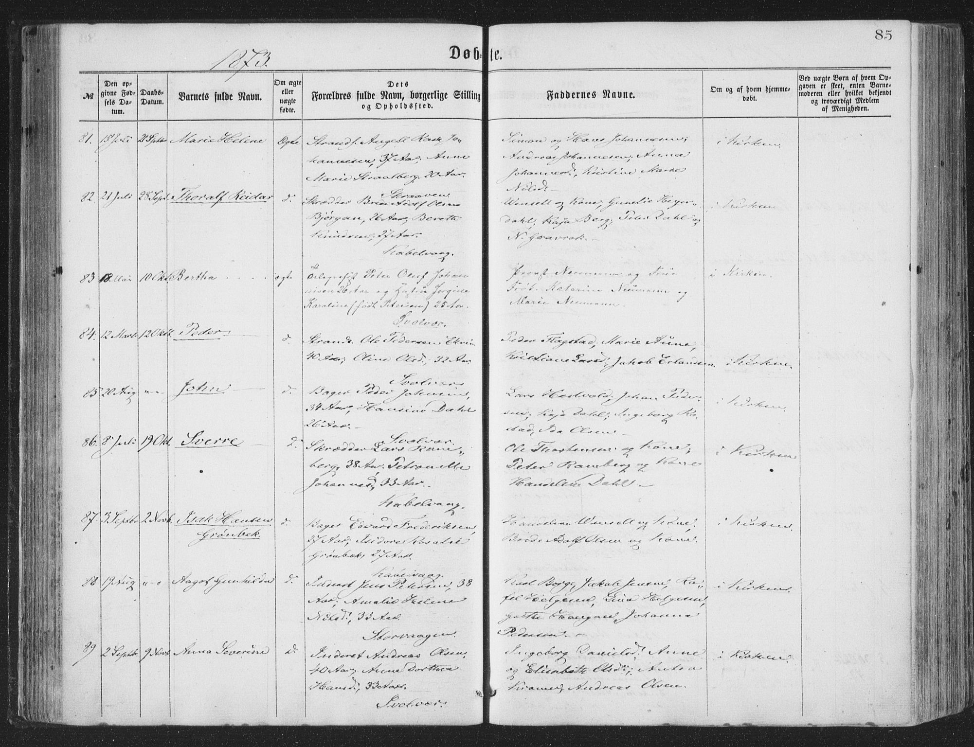 Ministerialprotokoller, klokkerbøker og fødselsregistre - Nordland, AV/SAT-A-1459/874/L1057: Parish register (official) no. 874A01, 1866-1877, p. 85