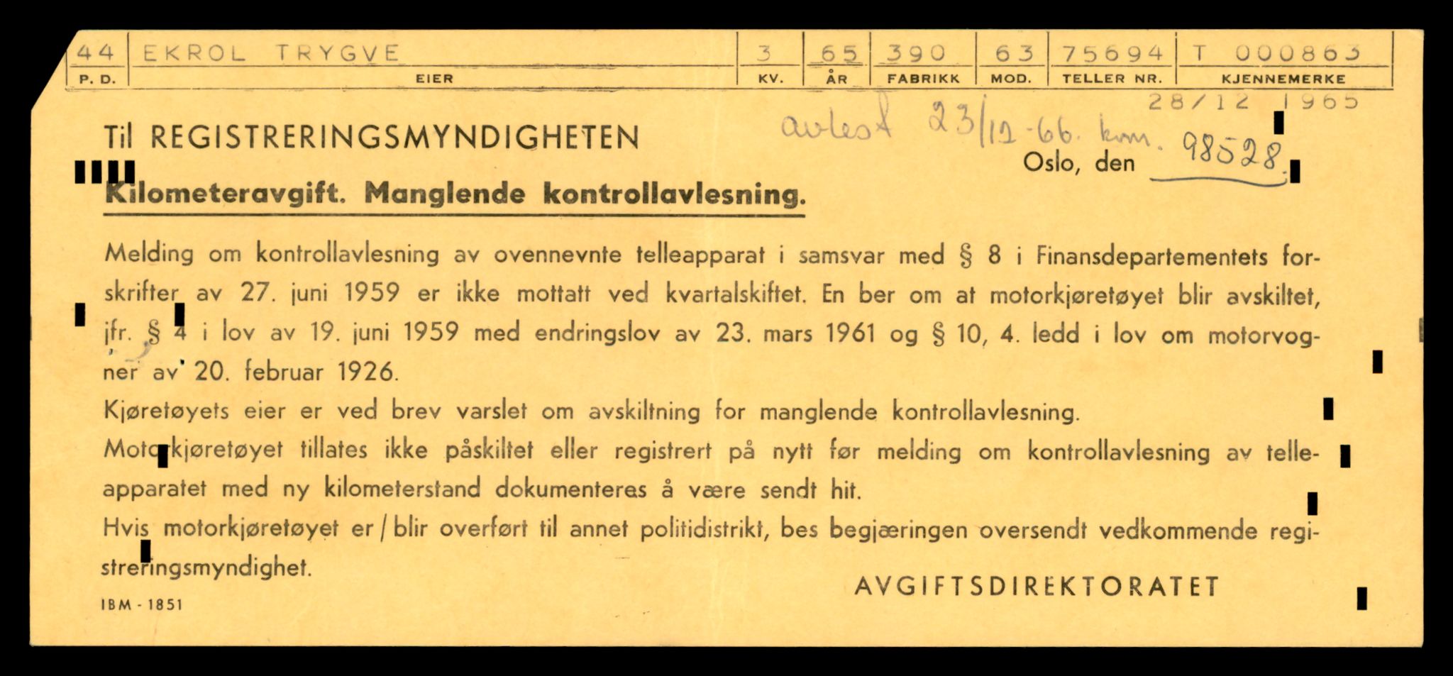 Møre og Romsdal vegkontor - Ålesund trafikkstasjon, SAT/A-4099/F/Fe/L0008: Registreringskort for kjøretøy T 747 - T 894, 1927-1998, p. 2624