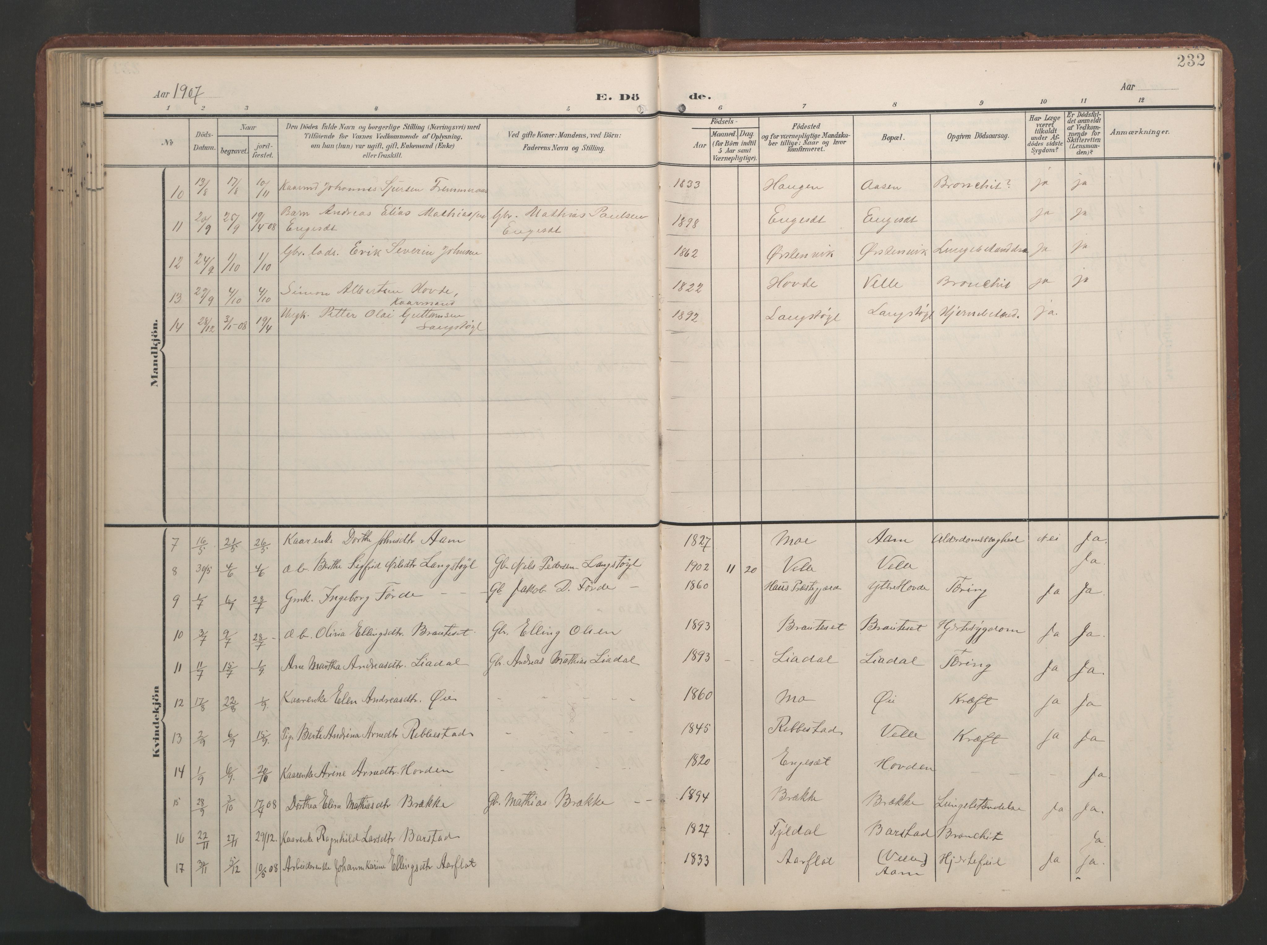 Ministerialprotokoller, klokkerbøker og fødselsregistre - Møre og Romsdal, AV/SAT-A-1454/513/L0190: Parish register (copy) no. 513C04, 1904-1926, p. 232