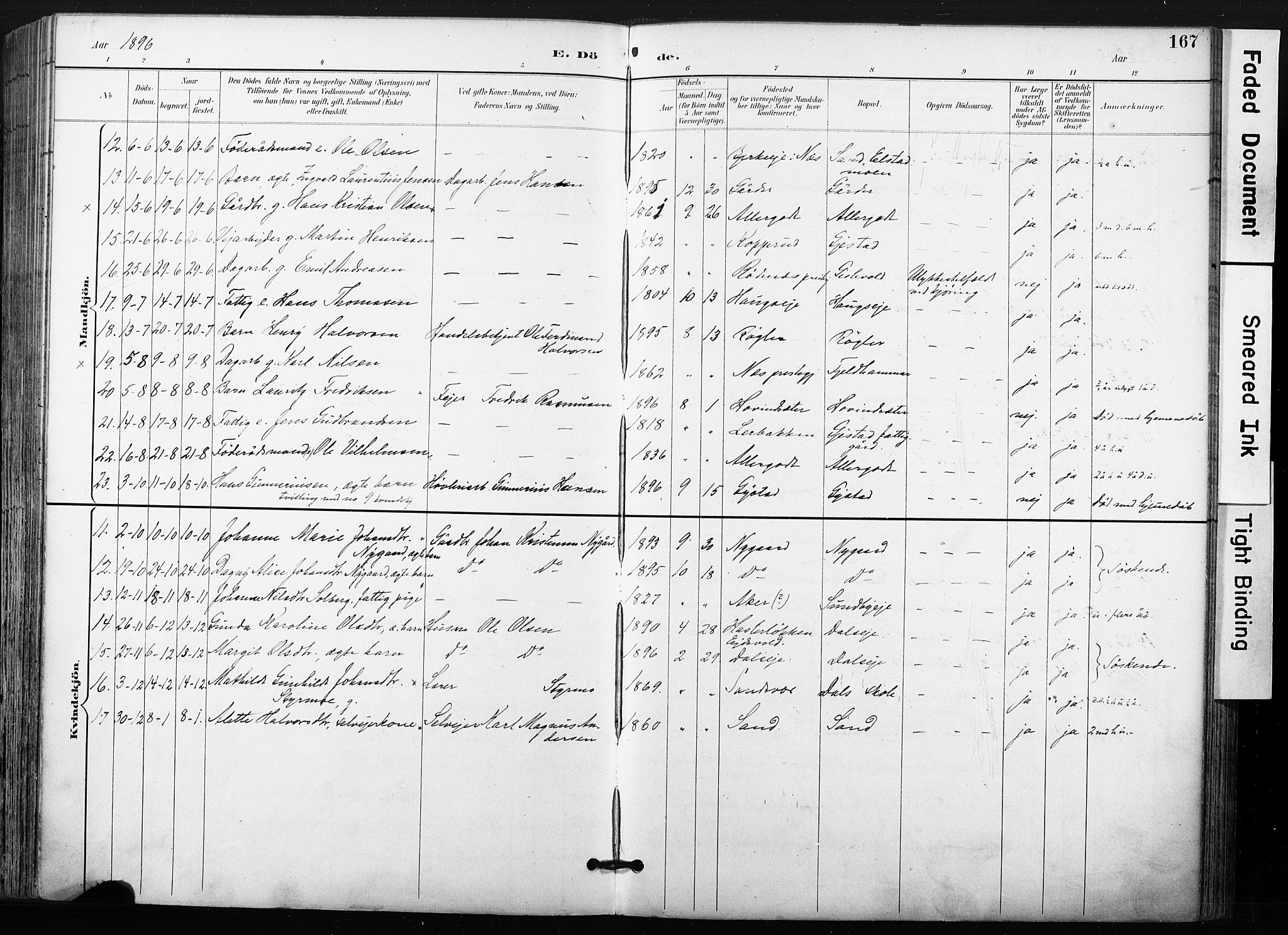 Ullensaker prestekontor Kirkebøker, AV/SAO-A-10236a/F/Fb/L0002: Parish register (official) no. II 2, 1894-1909, p. 167