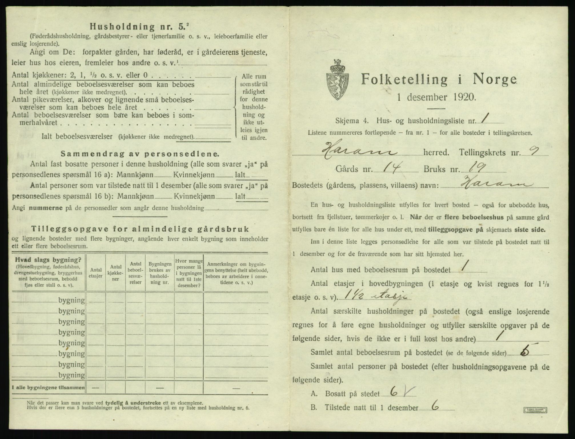 SAT, 1920 census for Haram, 1920, p. 585