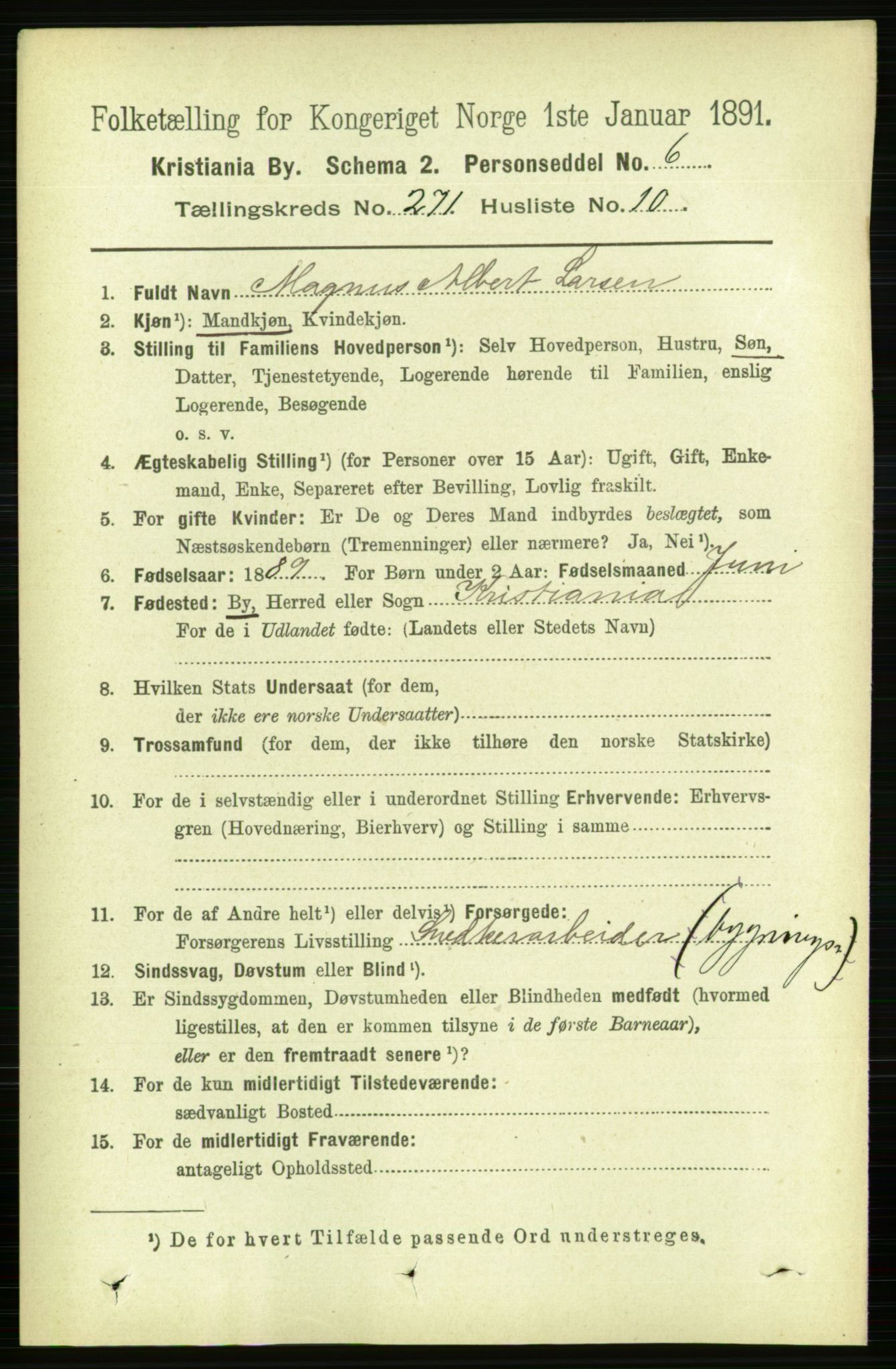 RA, 1891 census for 0301 Kristiania, 1891, p. 164847