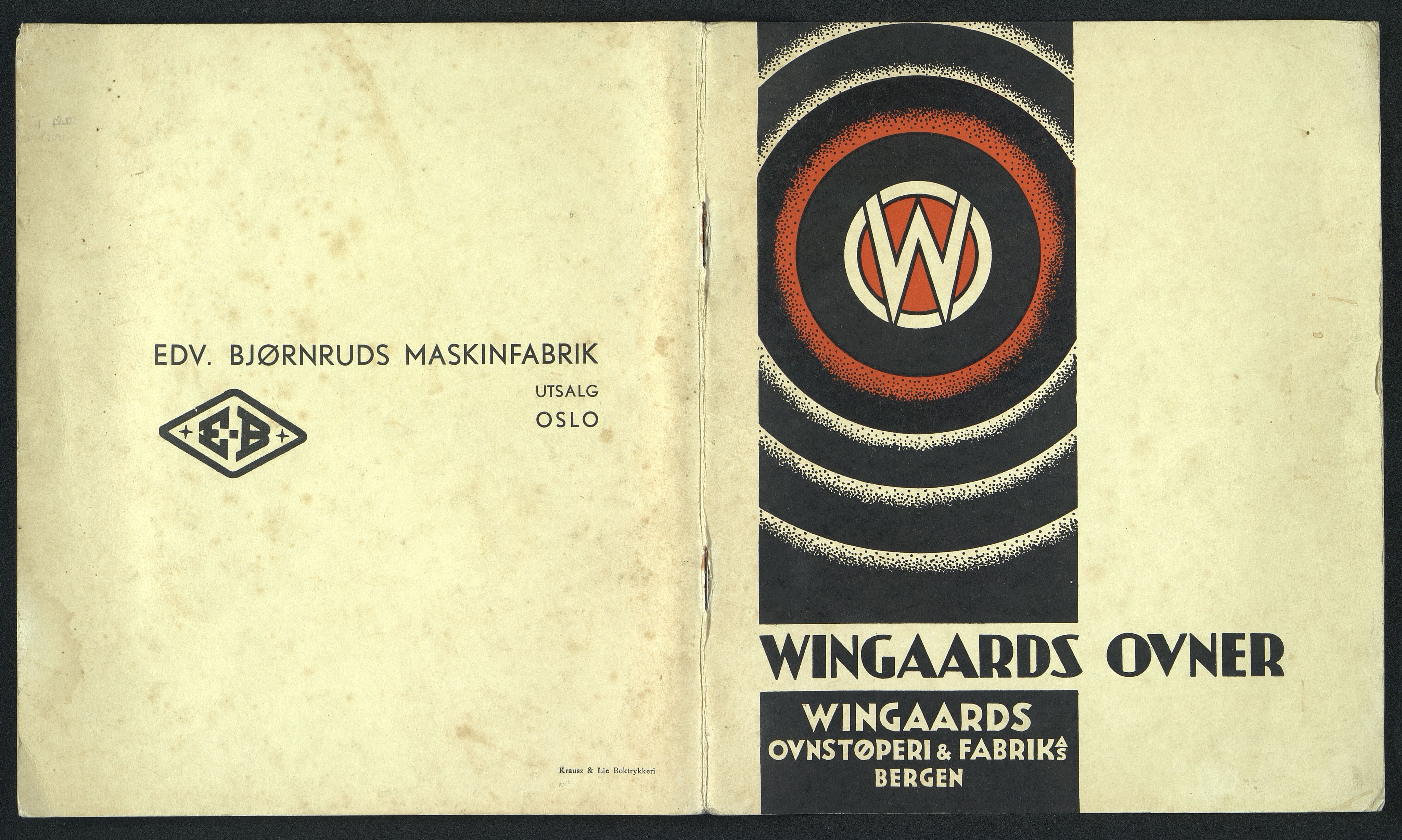 Næs Jernverksmuseets samling av historiske ovnskataloger, NESJ/NJM-006/01/L0058: Wingaards Ovnstøperi & Fabrik AS, Bergen, Wingaards Ovner, oktober 1933, 1933