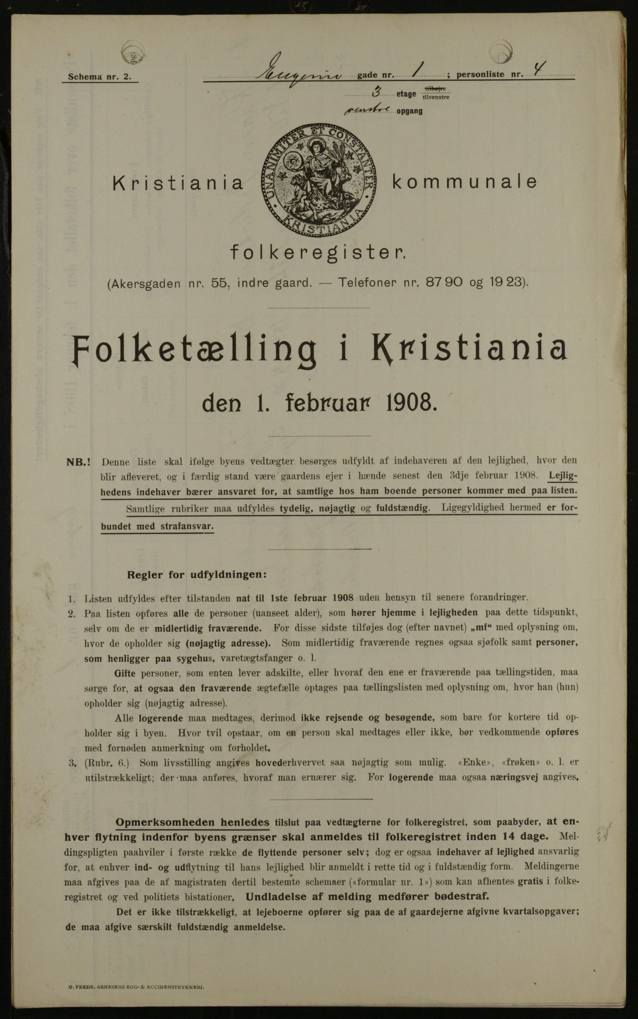 OBA, Municipal Census 1908 for Kristiania, 1908, p. 20606