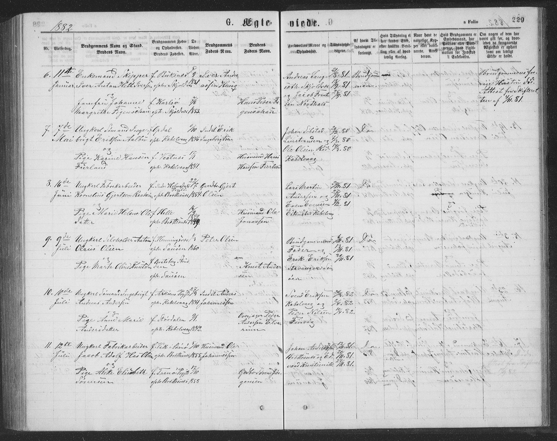 Ministerialprotokoller, klokkerbøker og fødselsregistre - Nordland, AV/SAT-A-1459/874/L1075: Parish register (copy) no. 874C04, 1876-1883, p. 229