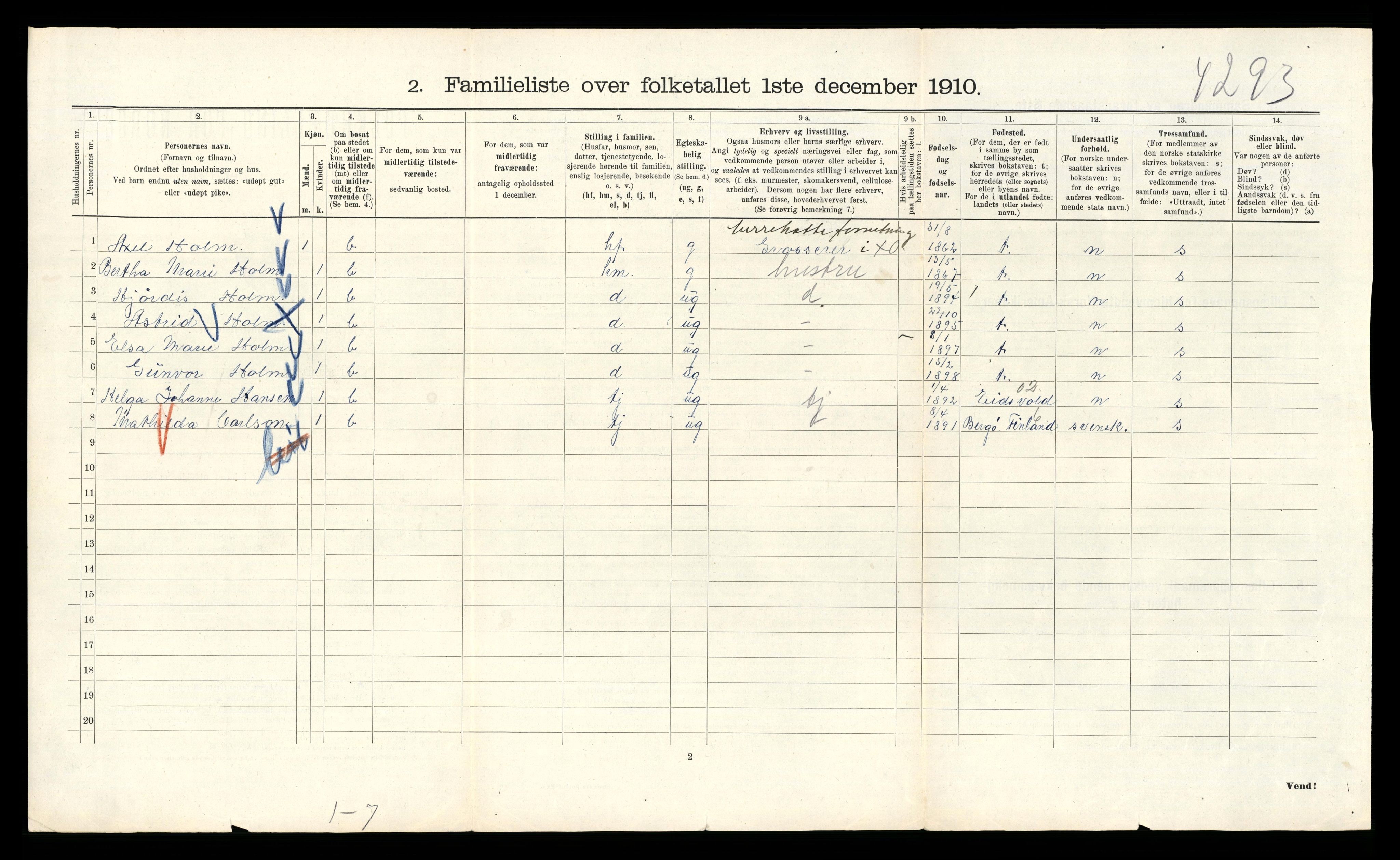 RA, 1910 census for Kristiania, 1910, p. 26078