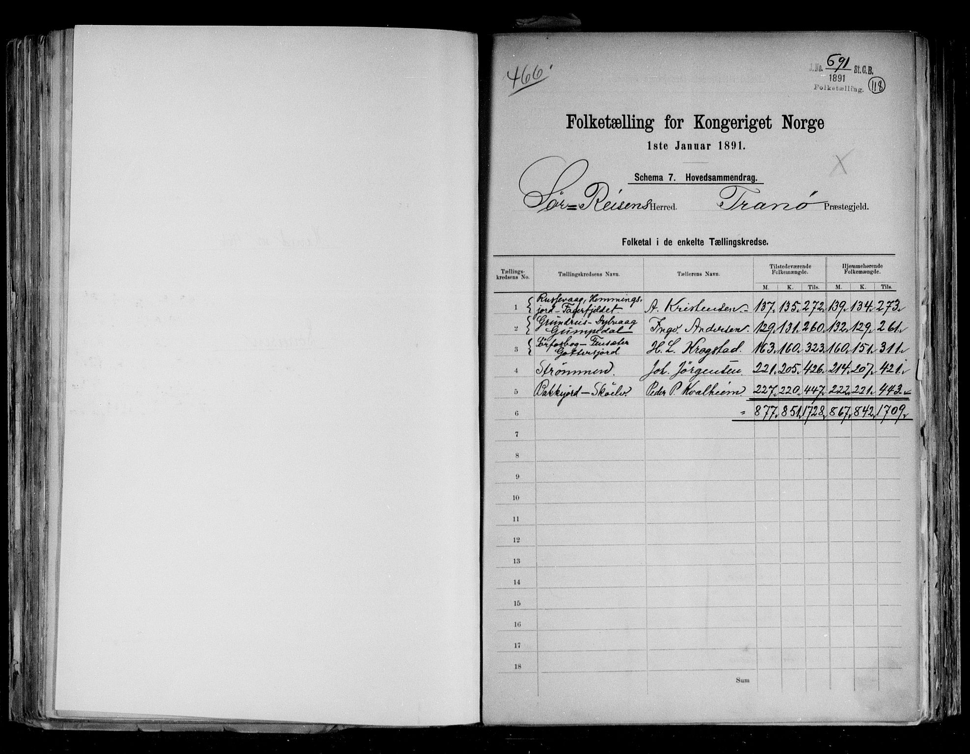 RA, 1891 census for 1925 Sørreisa, 1891, p. 2