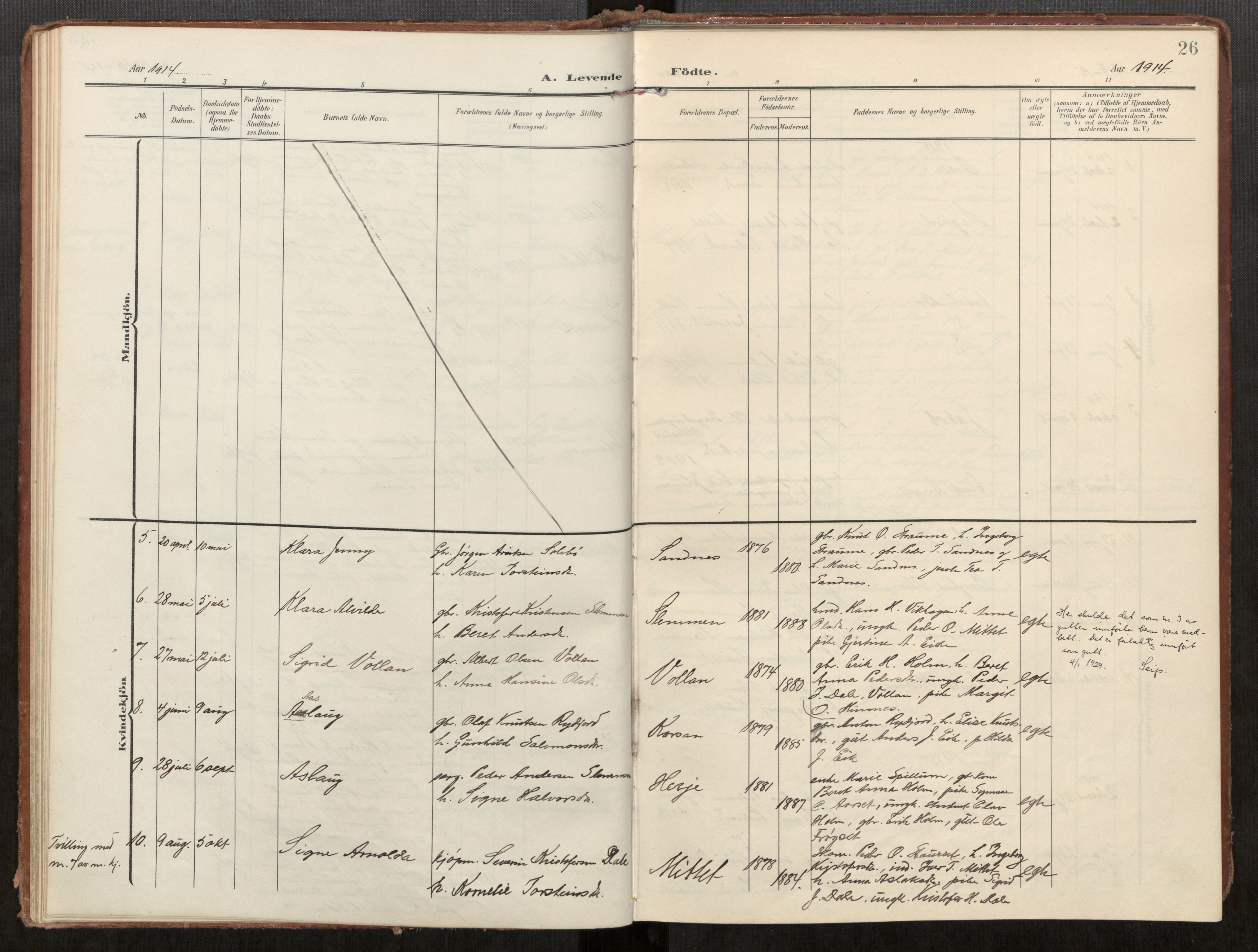 Ministerialprotokoller, klokkerbøker og fødselsregistre - Møre og Romsdal, AV/SAT-A-1454/549/L0618: Parish register (official) no. 549A01, 1906-1927, p. 26