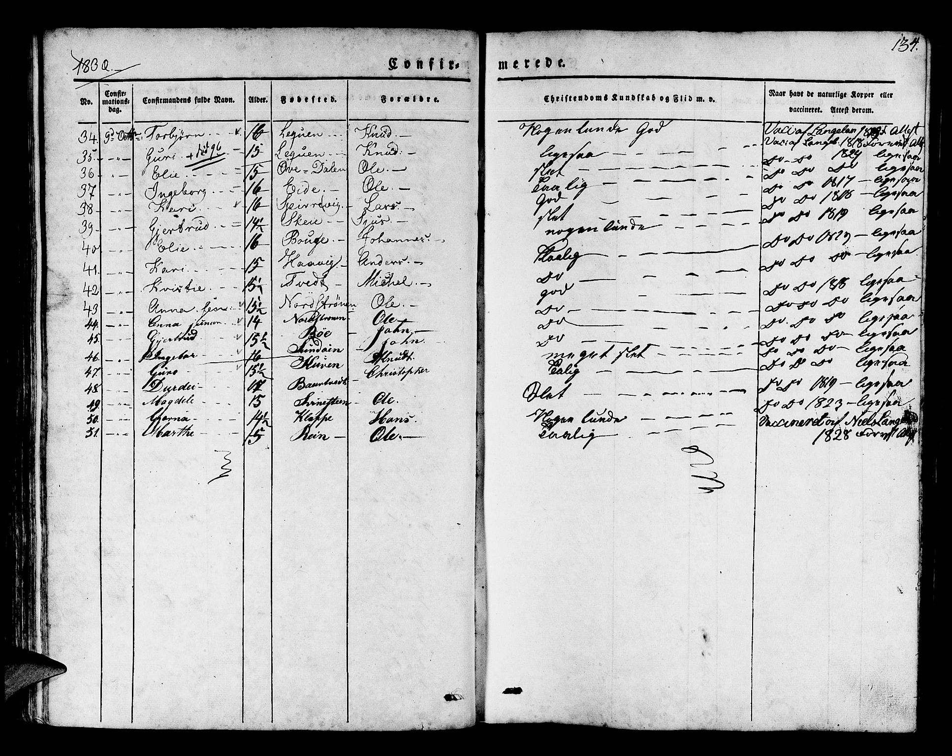 Os sokneprestembete, SAB/A-99929: Parish register (official) no. A 14, 1826-1839, p. 134
