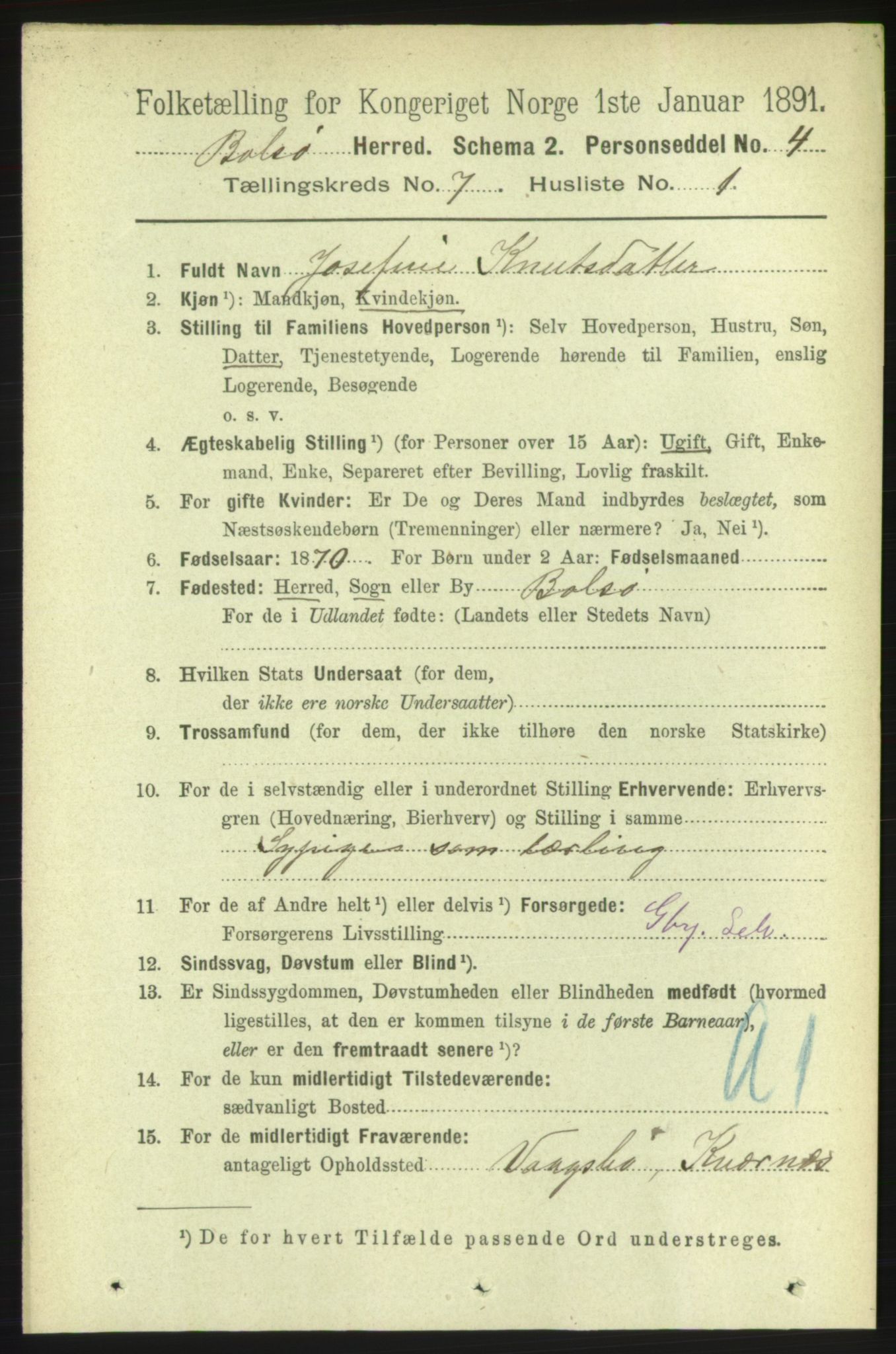 RA, 1891 census for 1544 Bolsøy, 1891, p. 4194