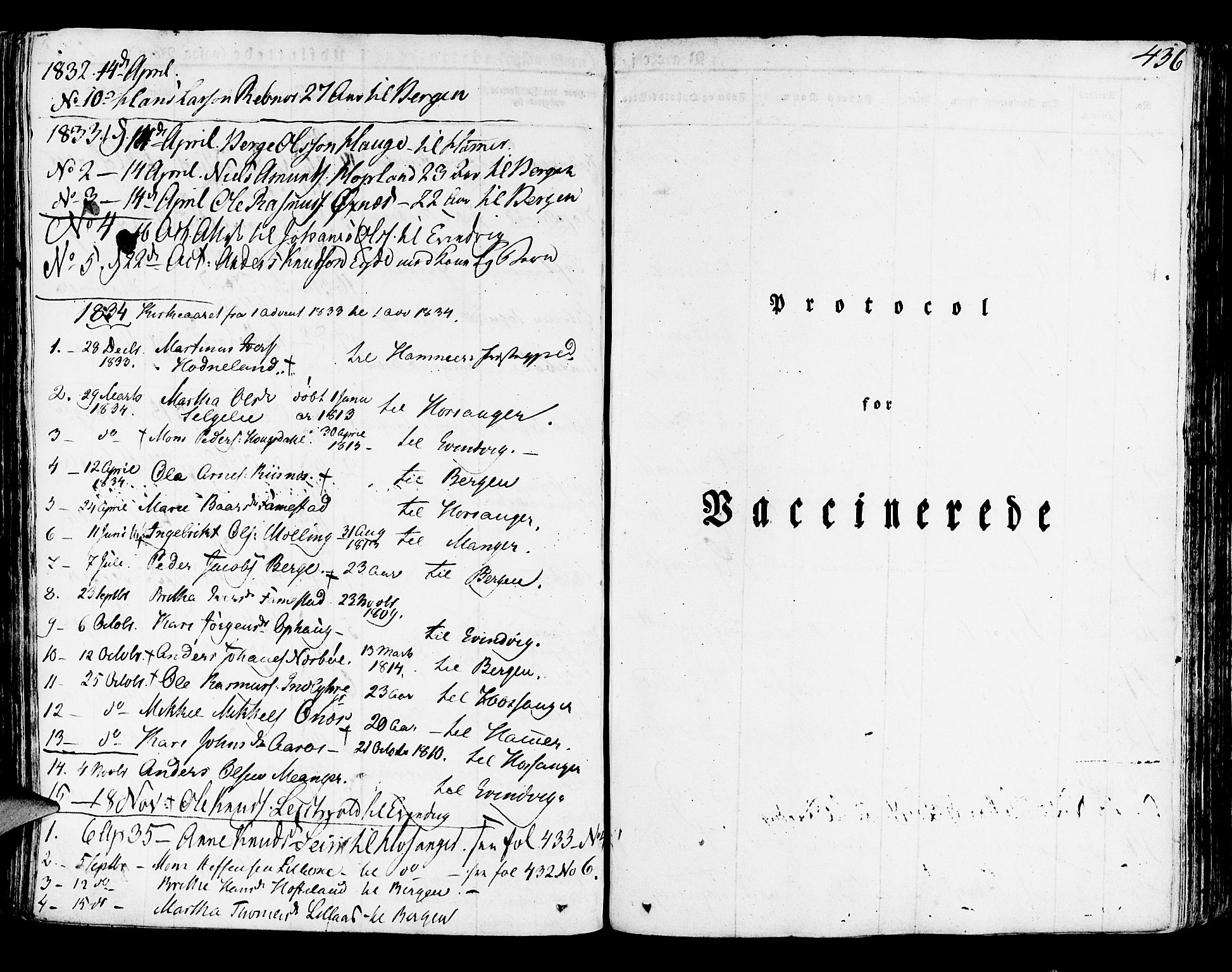 Lindås Sokneprestembete, SAB/A-76701/H/Haa: Parish register (official) no. A 8, 1823-1836, p. 436
