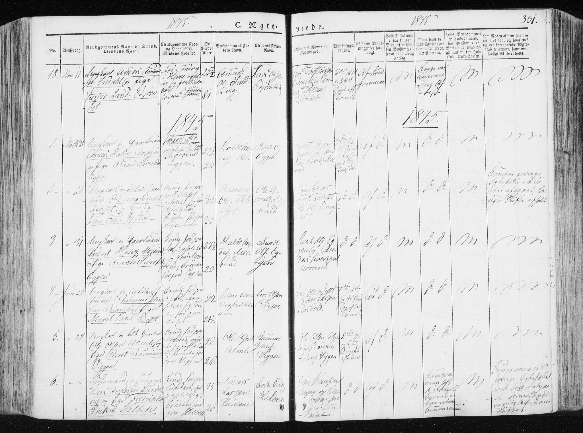 Ministerialprotokoller, klokkerbøker og fødselsregistre - Sør-Trøndelag, SAT/A-1456/665/L0771: Parish register (official) no. 665A06, 1830-1856, p. 301