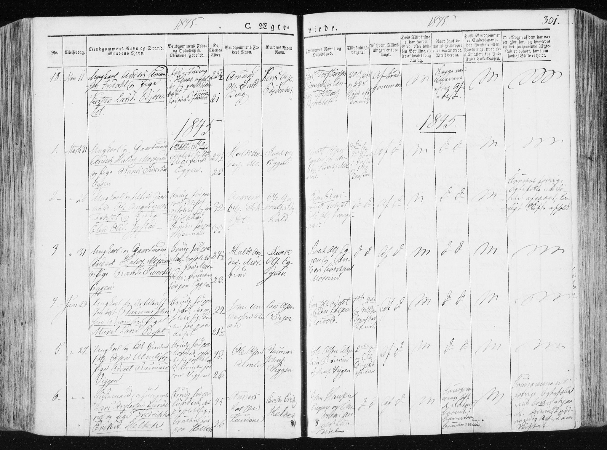 Ministerialprotokoller, klokkerbøker og fødselsregistre - Sør-Trøndelag, AV/SAT-A-1456/665/L0771: Parish register (official) no. 665A06, 1830-1856, p. 301