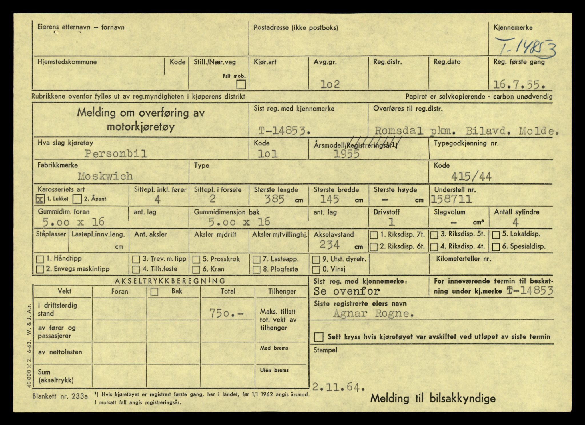 Møre og Romsdal vegkontor - Ålesund trafikkstasjon, AV/SAT-A-4099/F/Fe/L0048: Registreringskort for kjøretøy T 14721 - T 14863, 1927-1998, p. 3059