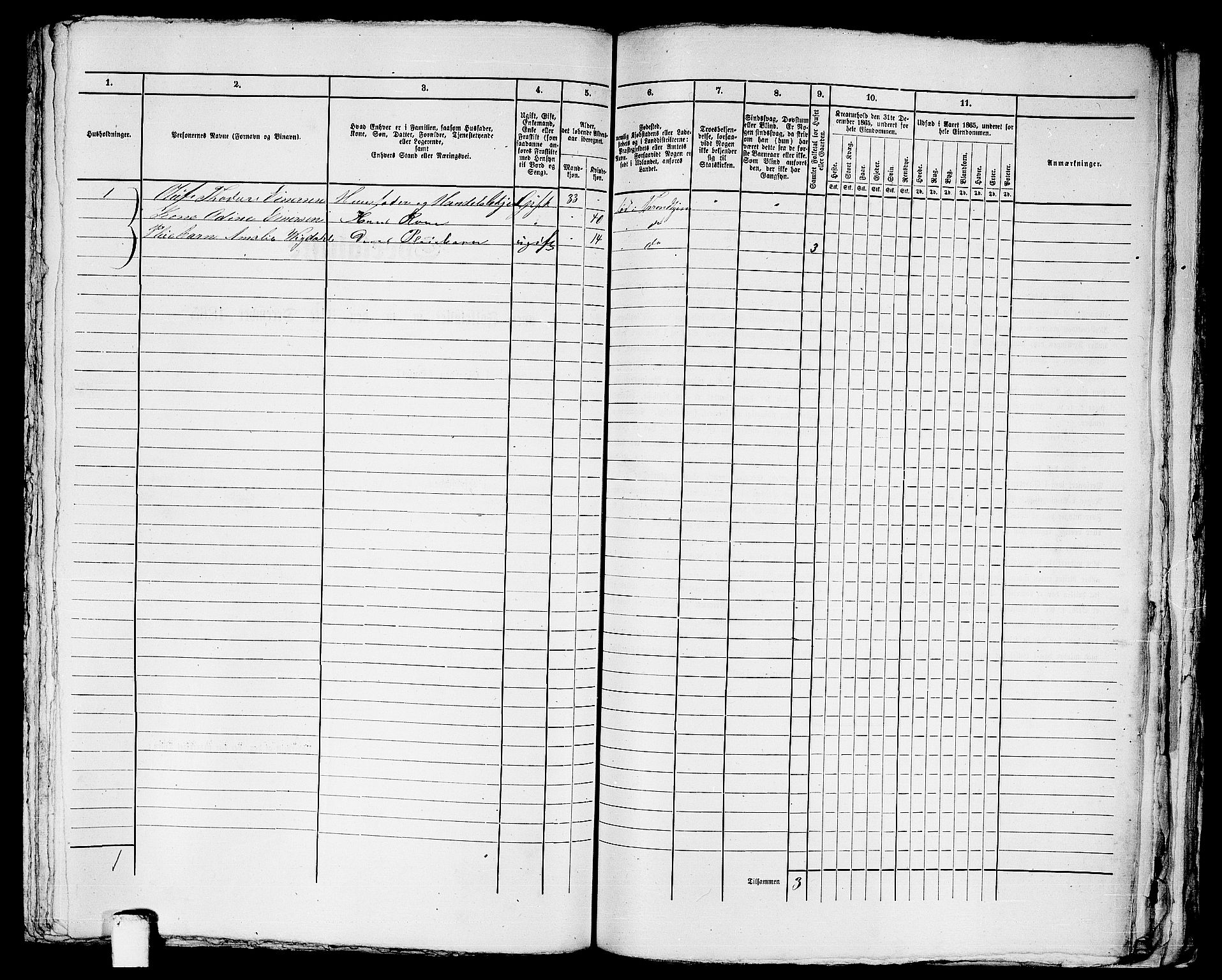 RA, 1865 census for Trondheim, 1865, p. 2535