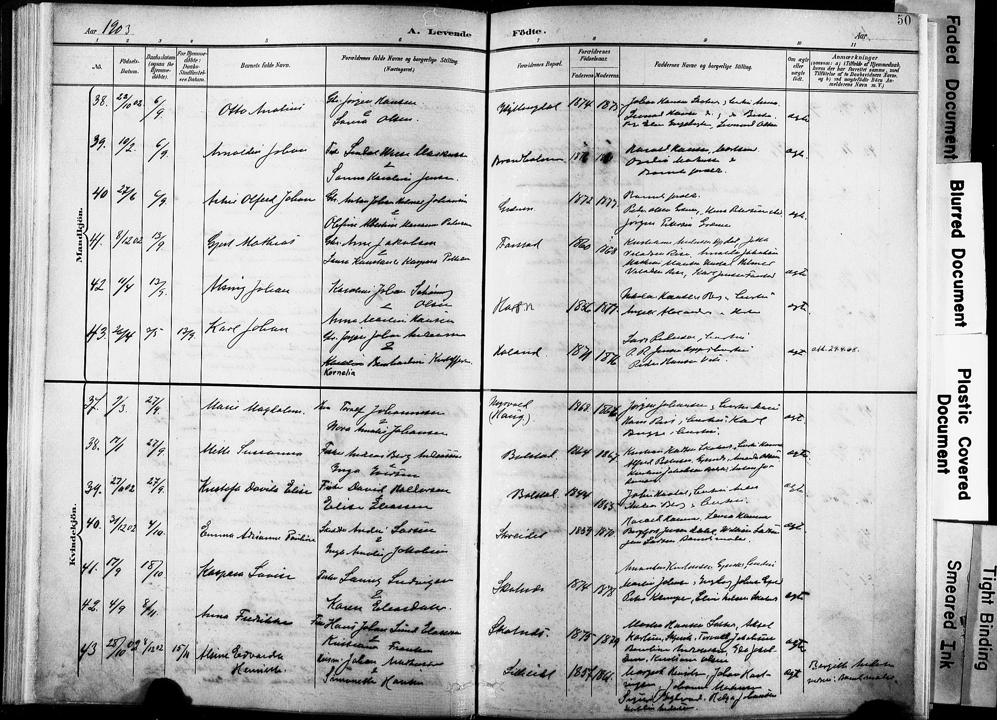 Ministerialprotokoller, klokkerbøker og fødselsregistre - Nordland, AV/SAT-A-1459/881/L1151: Parish register (official) no. 881A04, 1899-1907, p. 50