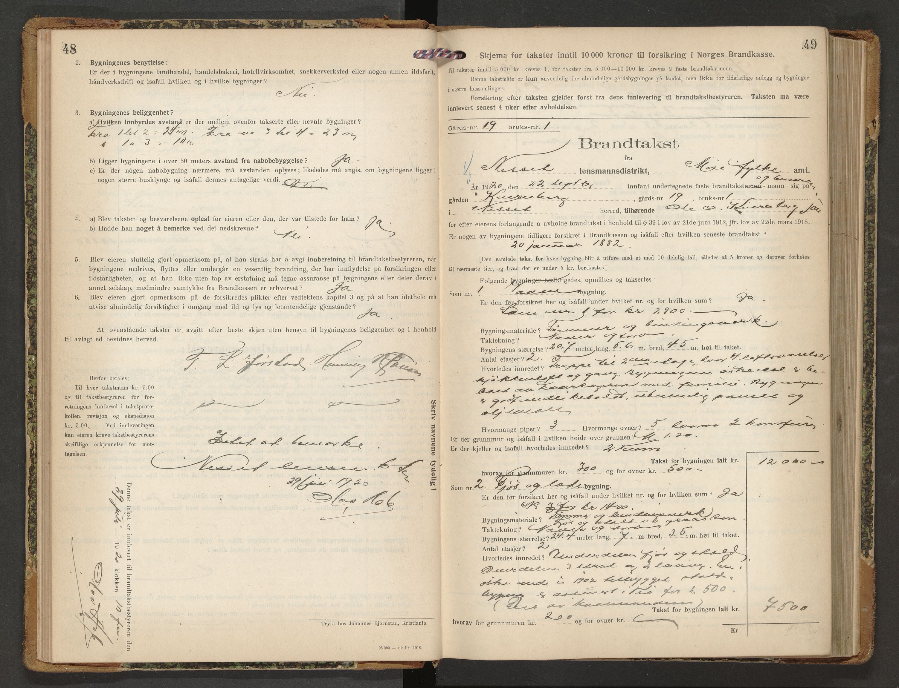 Norges Brannkasse Nesset, AV/SAT-A-5501/F/Fb/L0003: Branntakstprotokoll, 1919-1932, p. 48-49
