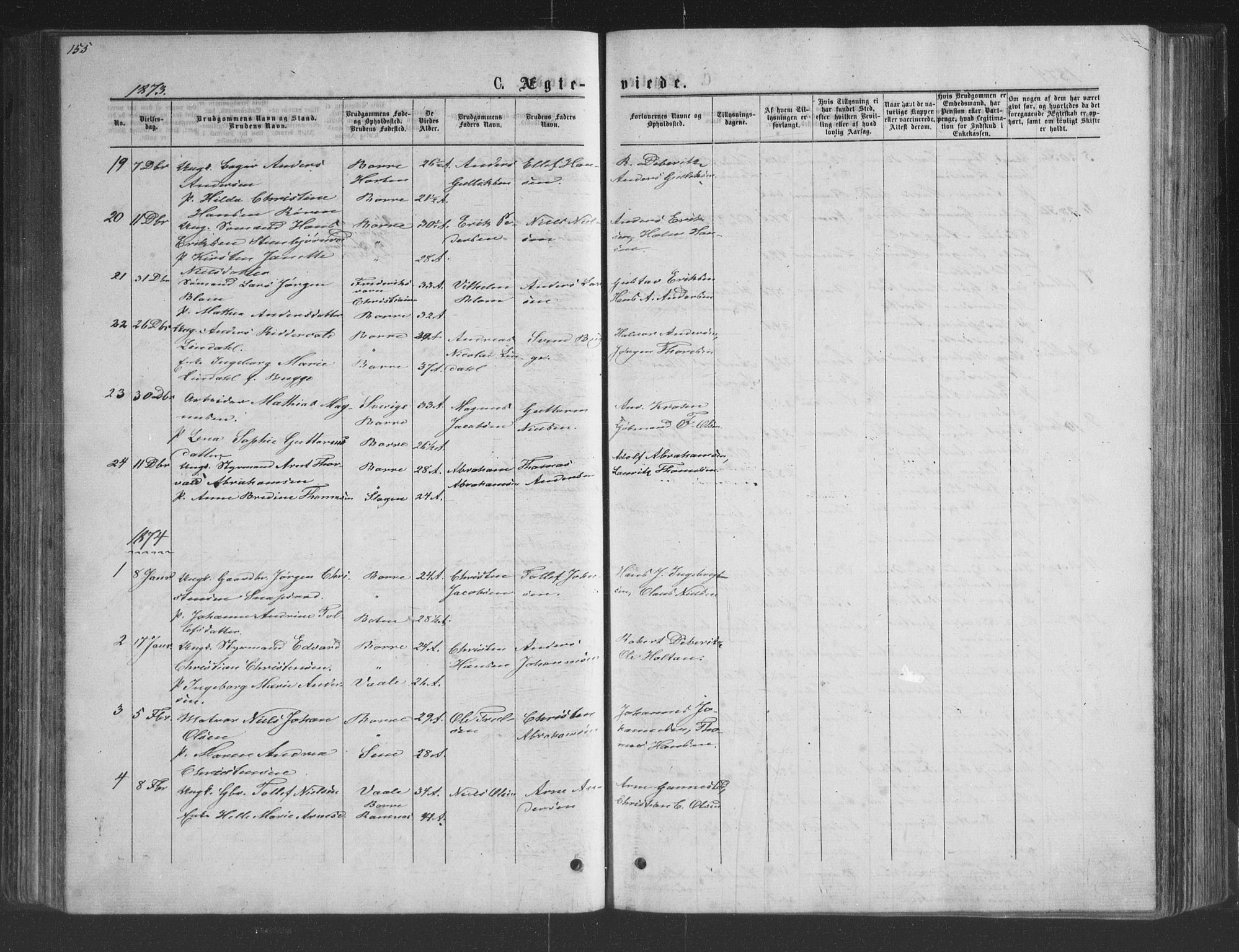 Borre kirkebøker, AV/SAKO-A-338/G/Ga/L0003: Parish register (copy) no. I 3, 1871-1892, p. 155