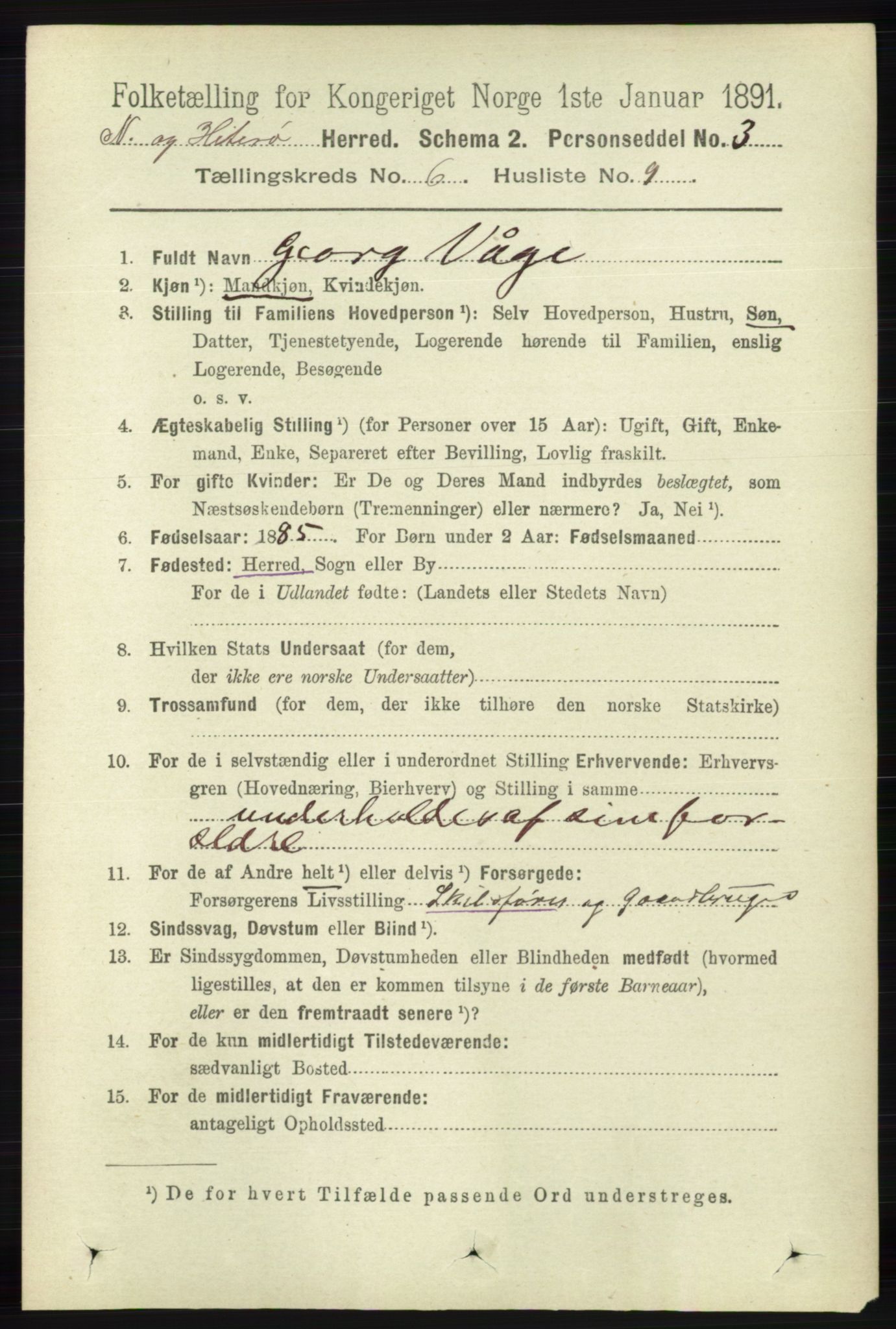 RA, 1891 census for 1043 Hidra og Nes, 1891, p. 2283