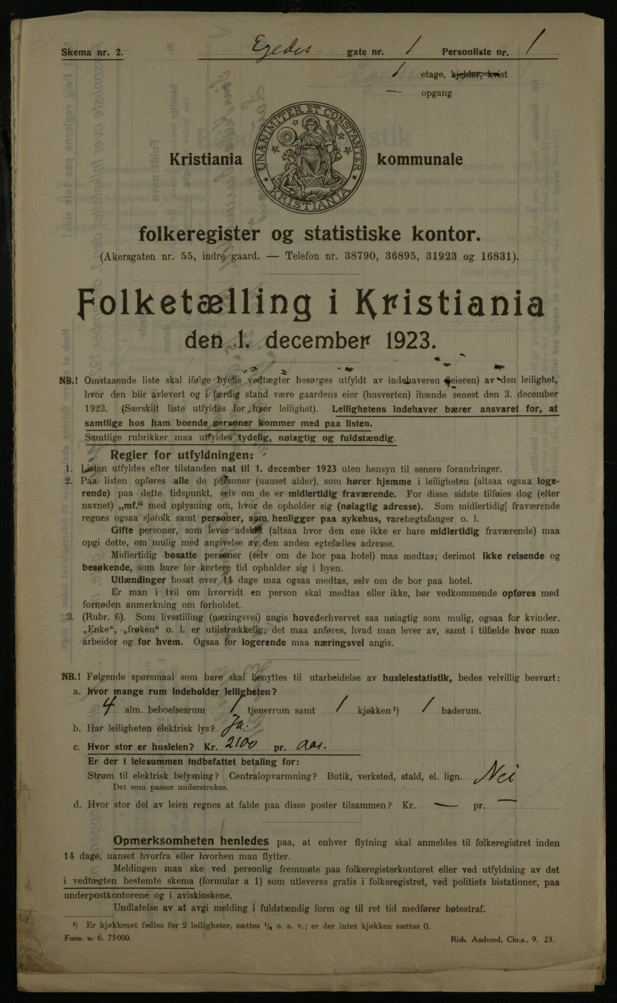 OBA, Municipal Census 1923 for Kristiania, 1923, p. 20949