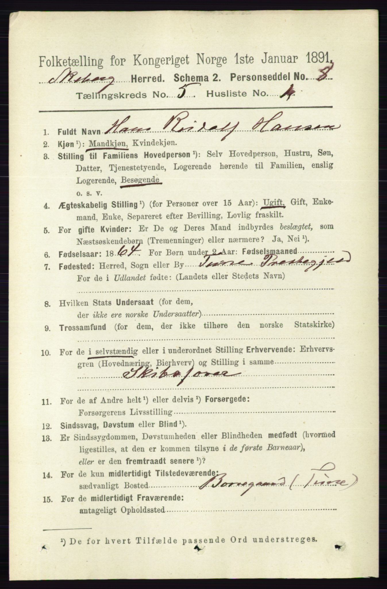 RA, 1891 census for 0115 Skjeberg, 1891, p. 2283