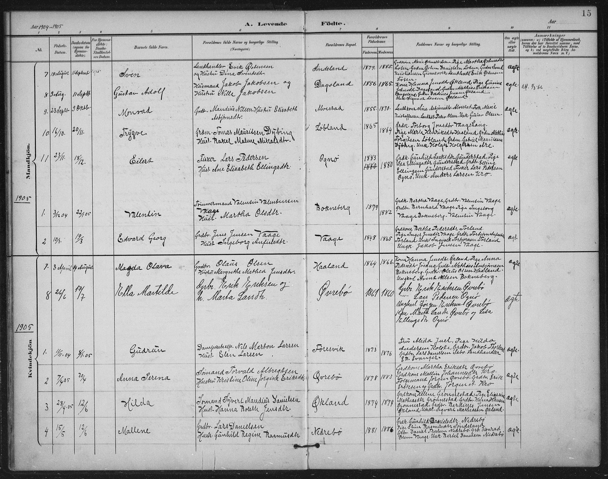 Tysvær sokneprestkontor, AV/SAST-A -101864/H/Ha/Haa/L0009: Parish register (official) no. A 9, 1898-1925, p. 15