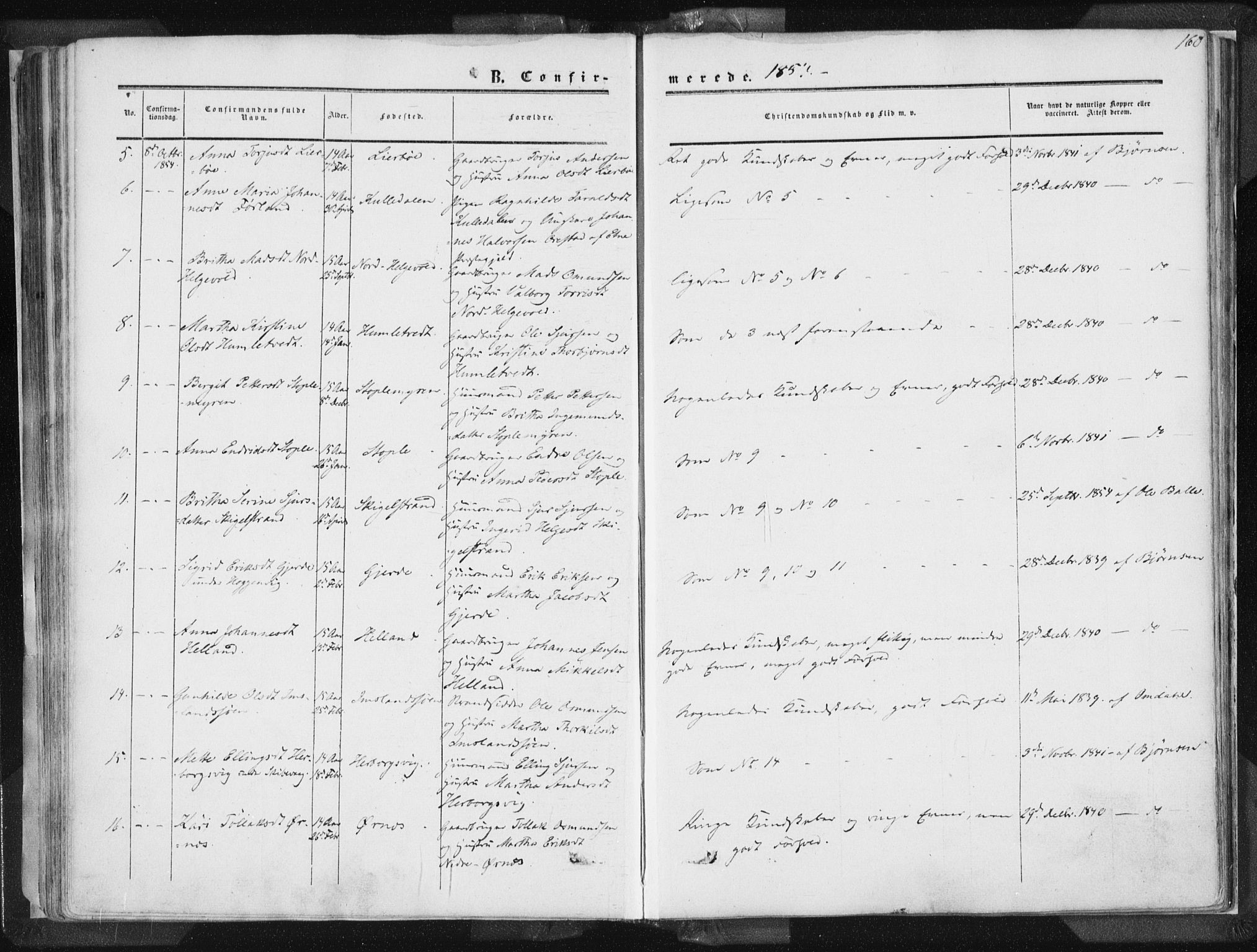 Vikedal sokneprestkontor, AV/SAST-A-101840/01/IV: Parish register (official) no. A 6.1, 1851-1867, p. 160