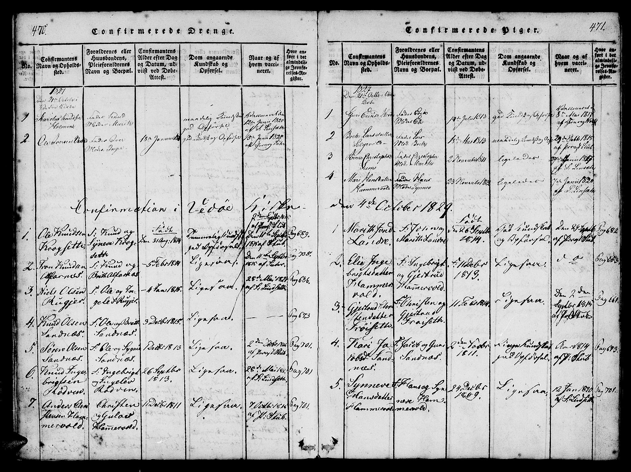 Ministerialprotokoller, klokkerbøker og fødselsregistre - Møre og Romsdal, SAT/A-1454/548/L0612: Parish register (official) no. 548A01, 1818-1846, p. 470-471